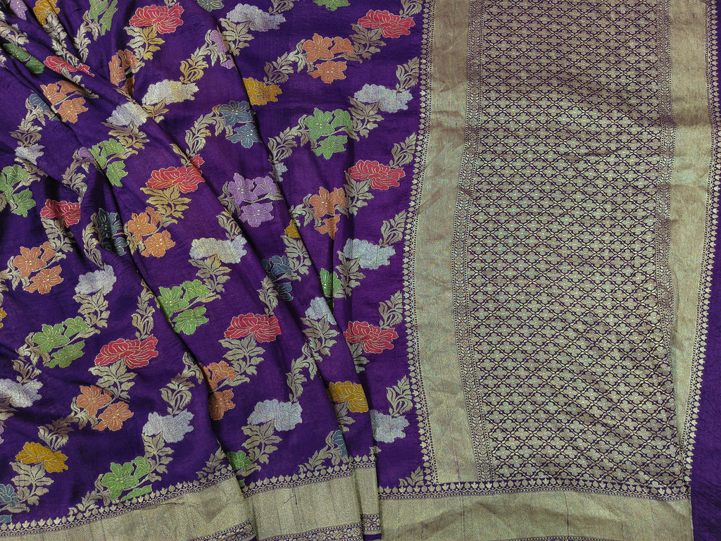 Pure Tussar Georgette Banarasi Handloom Meenakari Saree