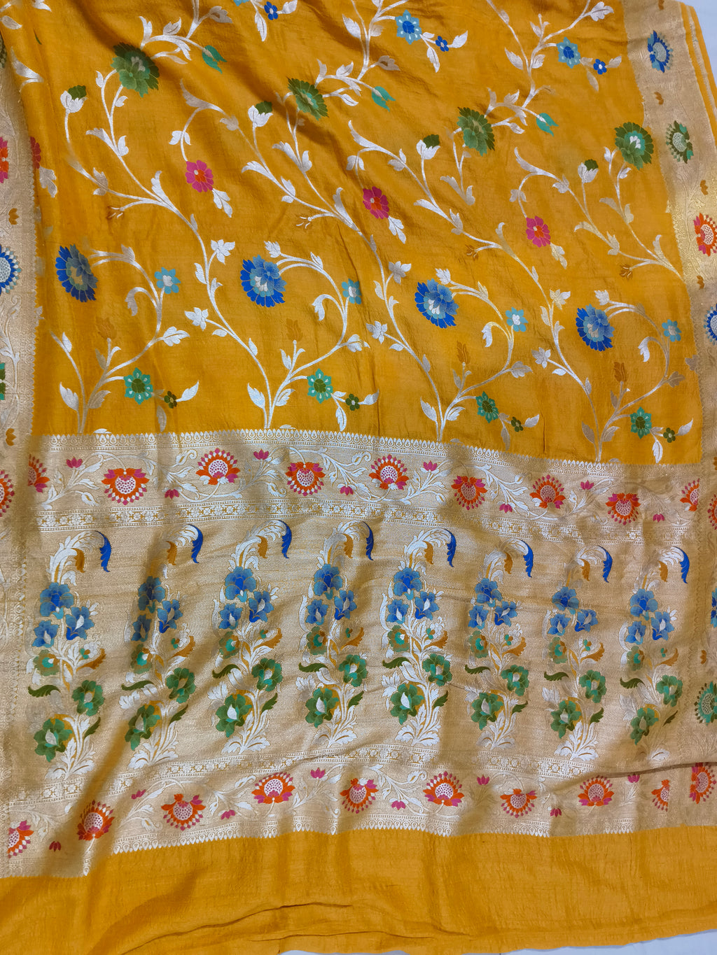 Pure Tussar Georgette Banarasi Handloom Meenakari Saree