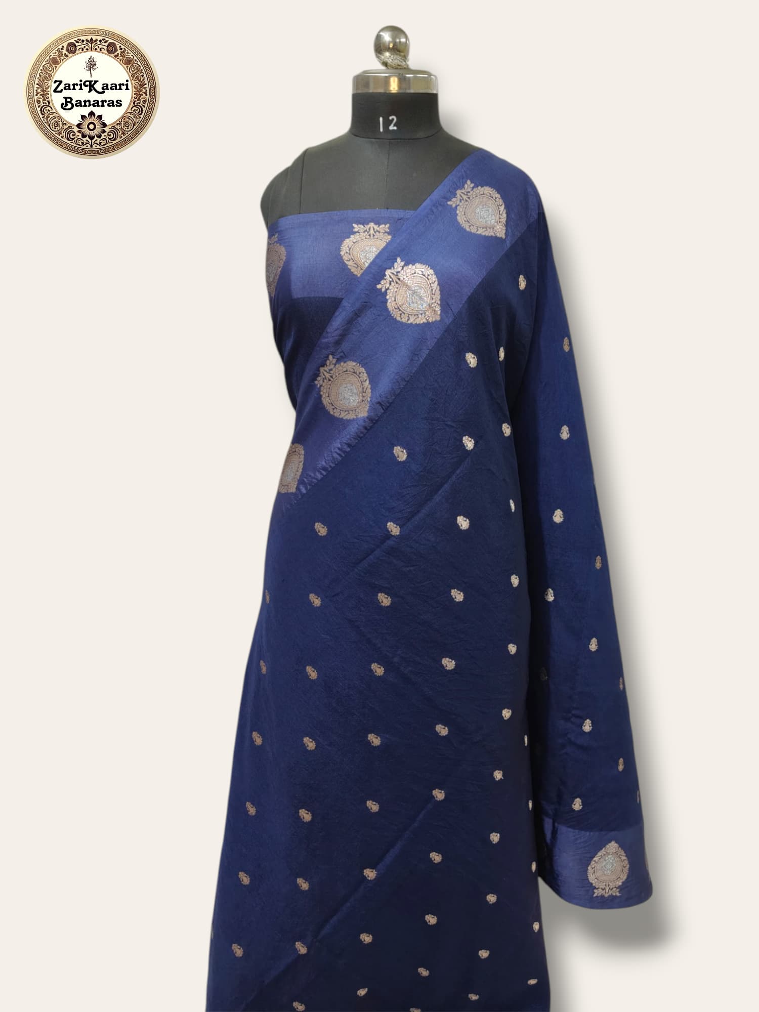Blue Banarasi Raw Mango Silk With Sona Ropa Zari Work