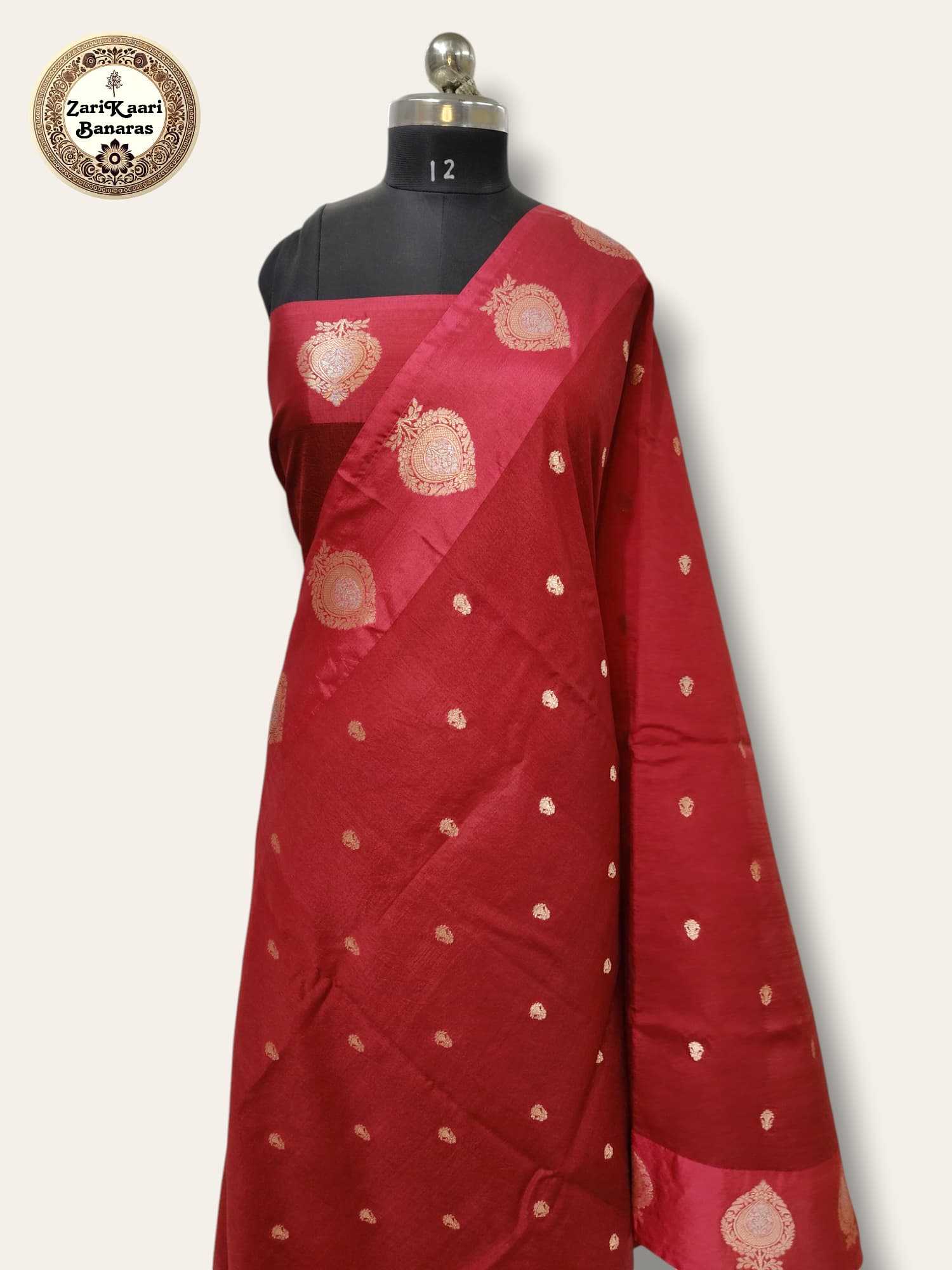 Red Banarasi Raw Mango Silk With Sona Ropa Zari Work