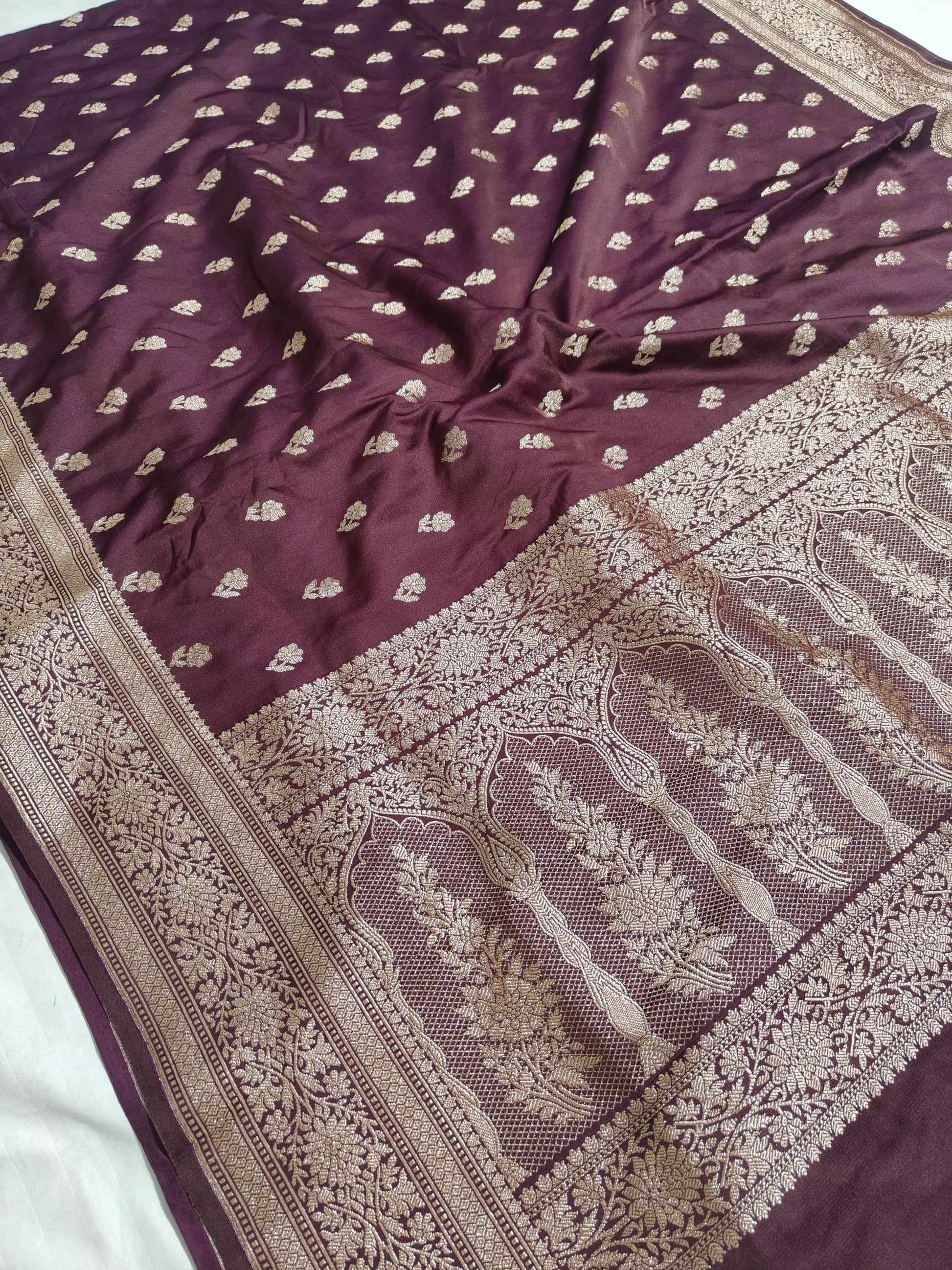 Banarasi Katan Mashru Silk Saree with Gold Zari