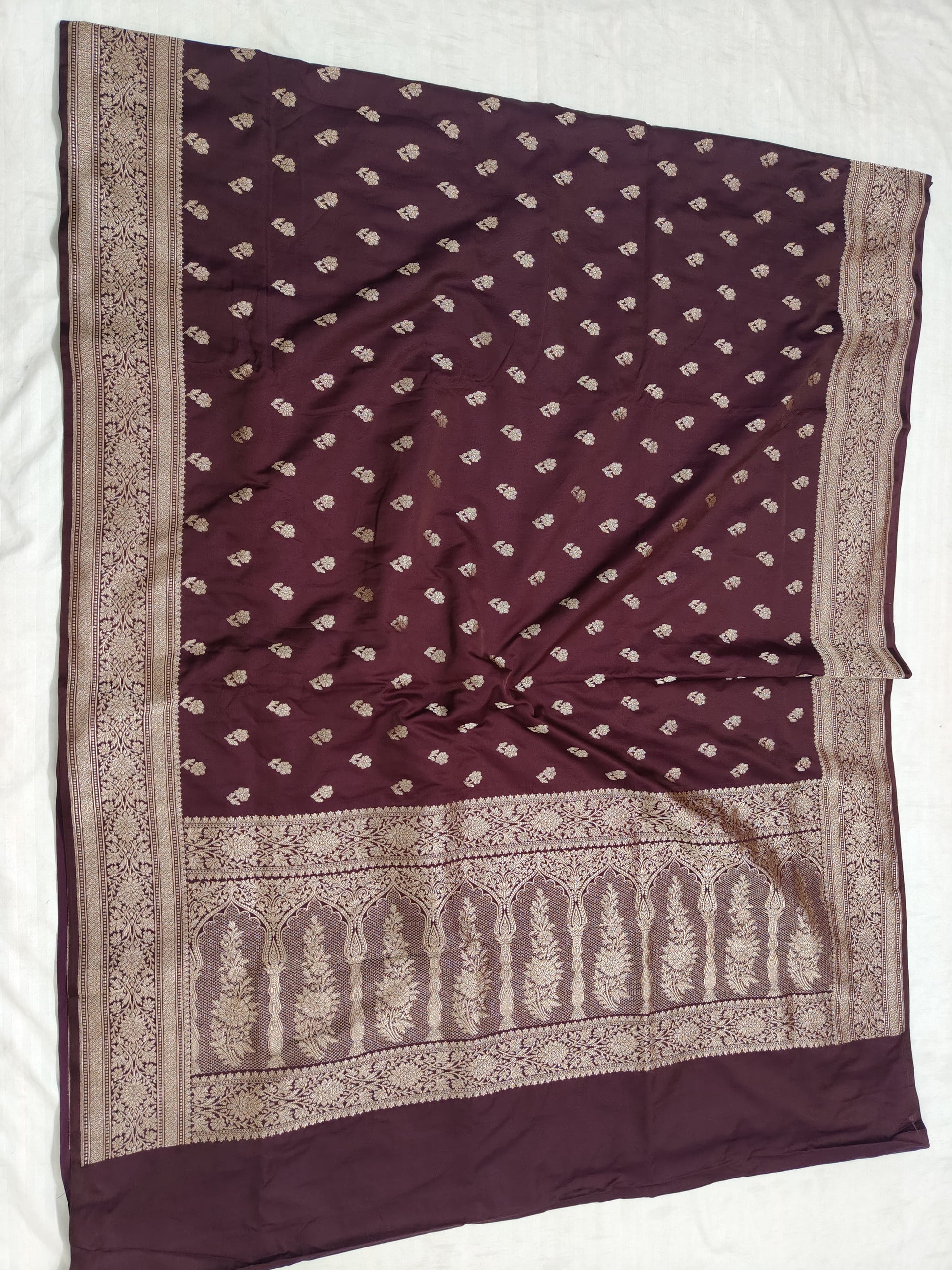 Banarasi Katan Mashru Silk Saree with Gold Zari