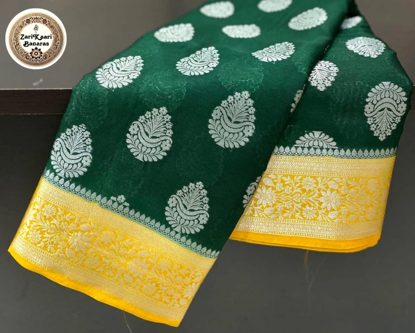 Banarasi Katan Georgette Saree with Silver Zari