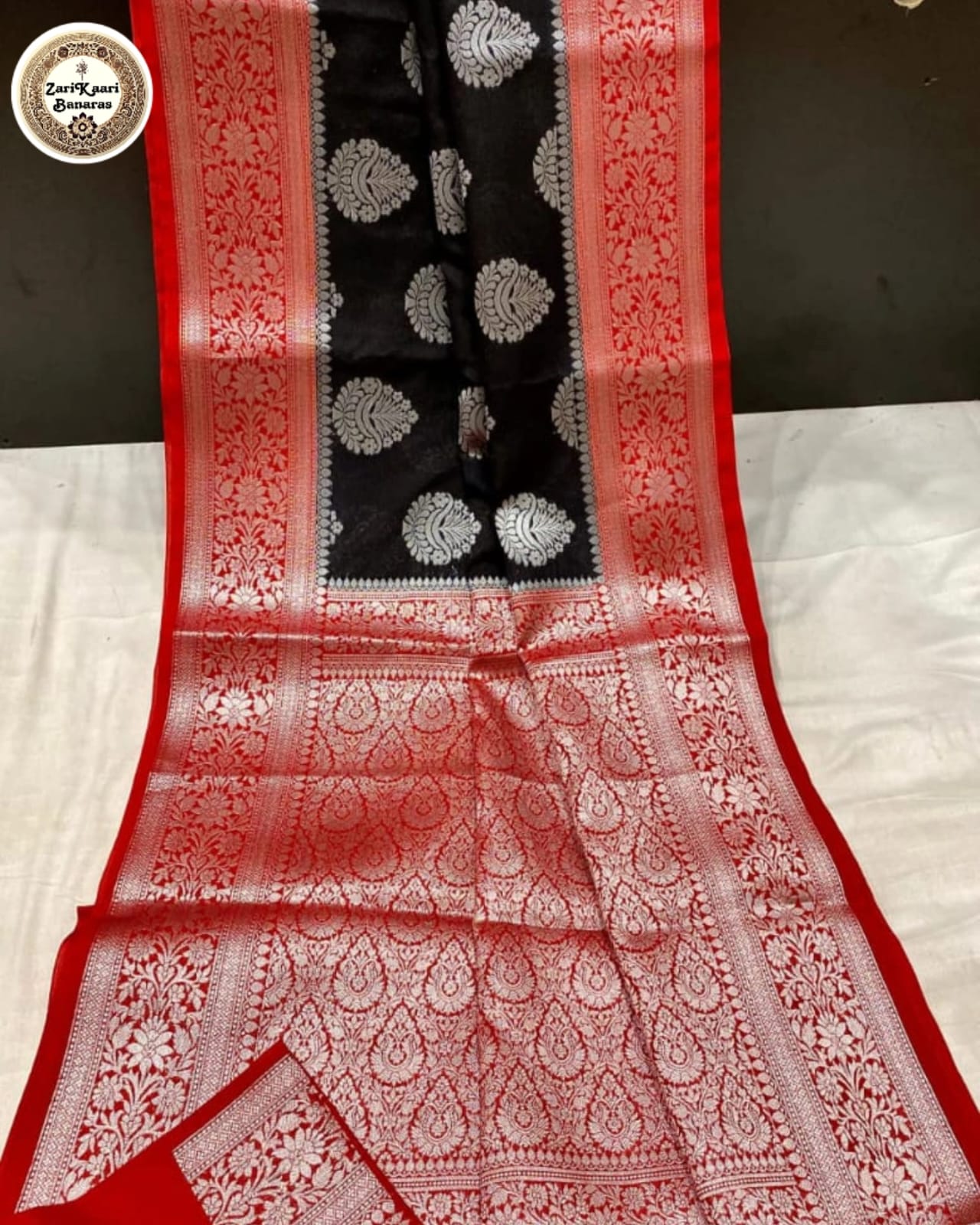 Banarasi Katan Georgette Saree with Silver Zari