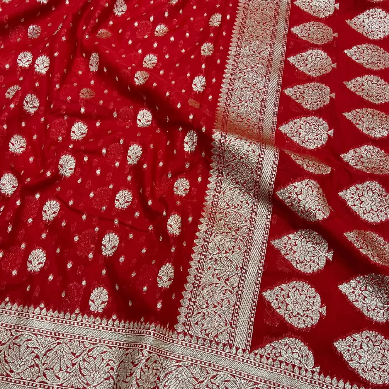 Banarasi Katan Georgette Saree with Gold Zari