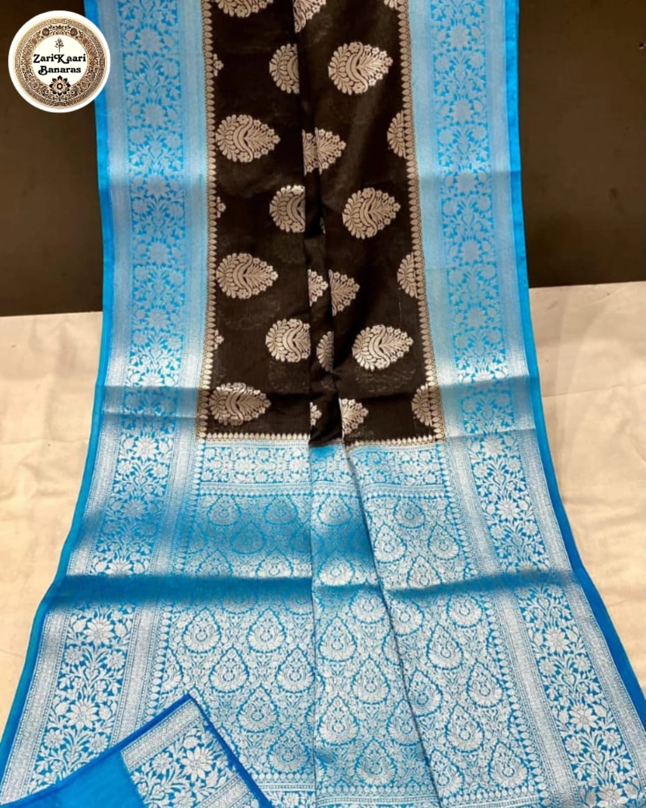 Banarasi Katan Georgette Saree with Silver Zari