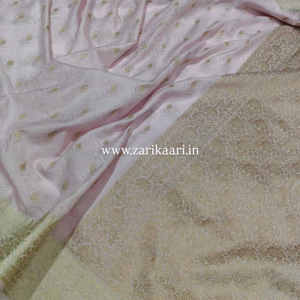 Banarasi Katan Georgette Saree with Watar-Gold Zari. Baby-Pink