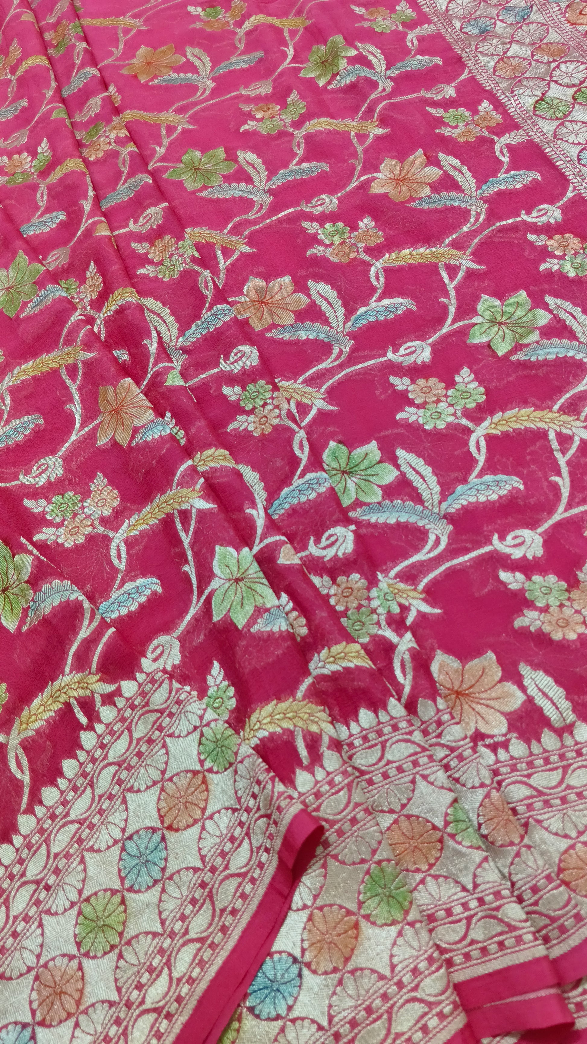 Banarasi Pure Handloom Khaddi Georgette Chiffon with Water Zari