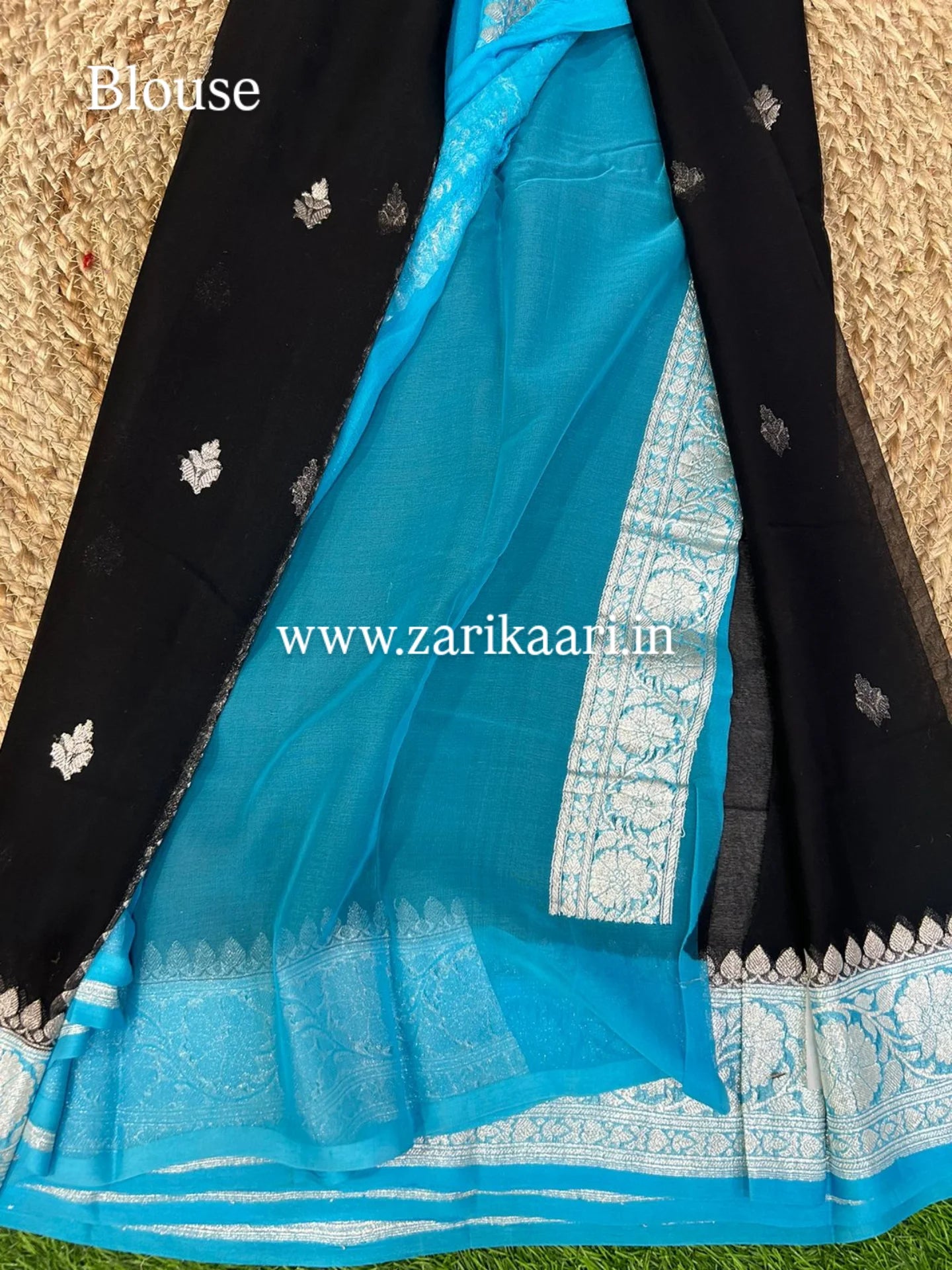 Pure Handloom Georgette Banarasi Saree - Black