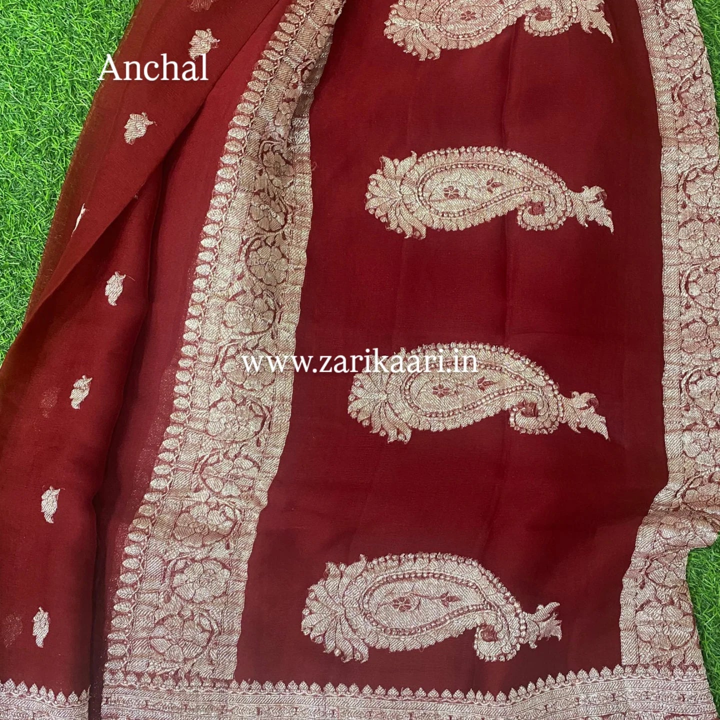 Pure Handloom Georgette Banarasi Saree - Wine