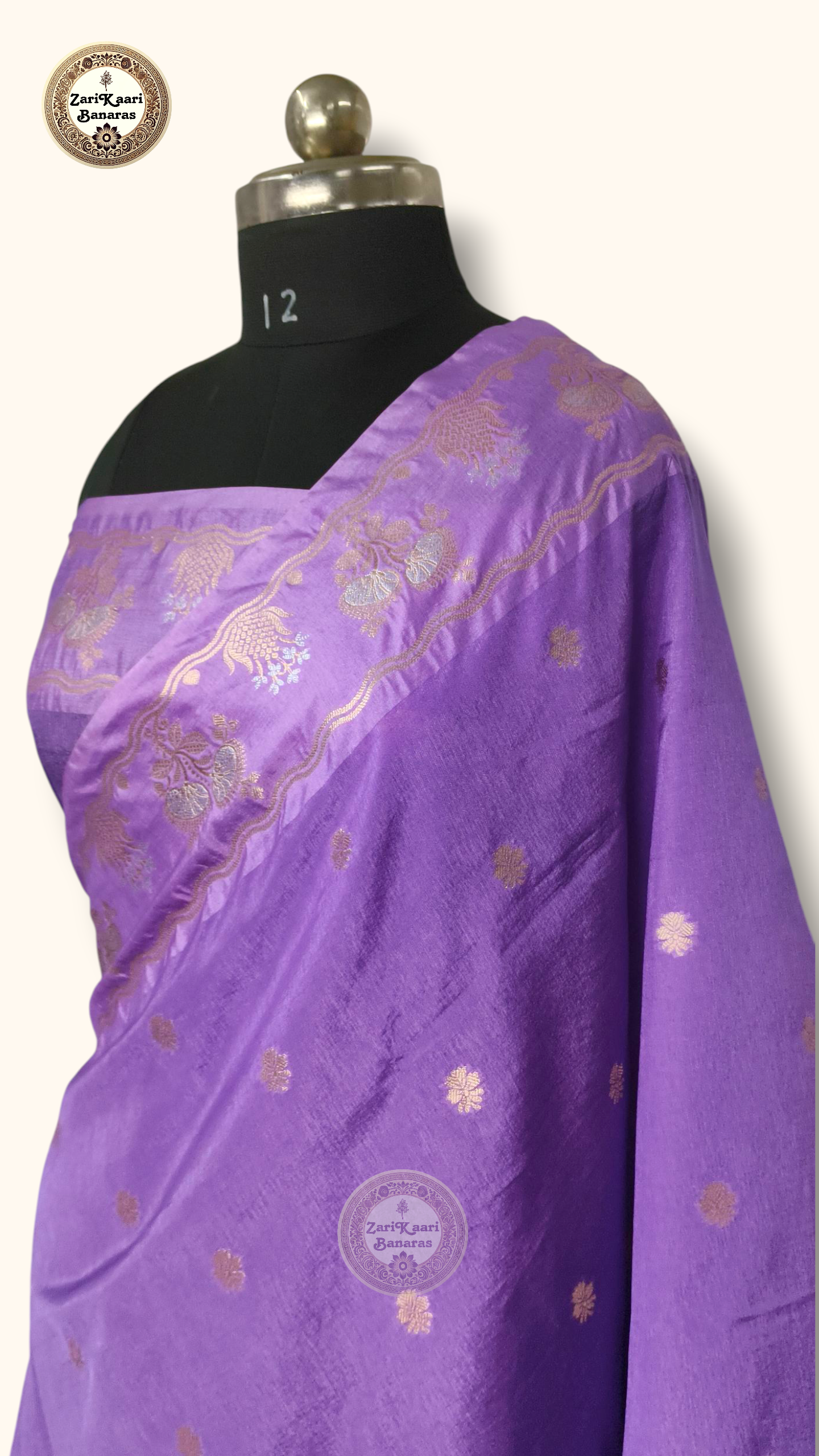 Light Purple Banarasi Raw Mango Silk With Sona Ropa Zari Work