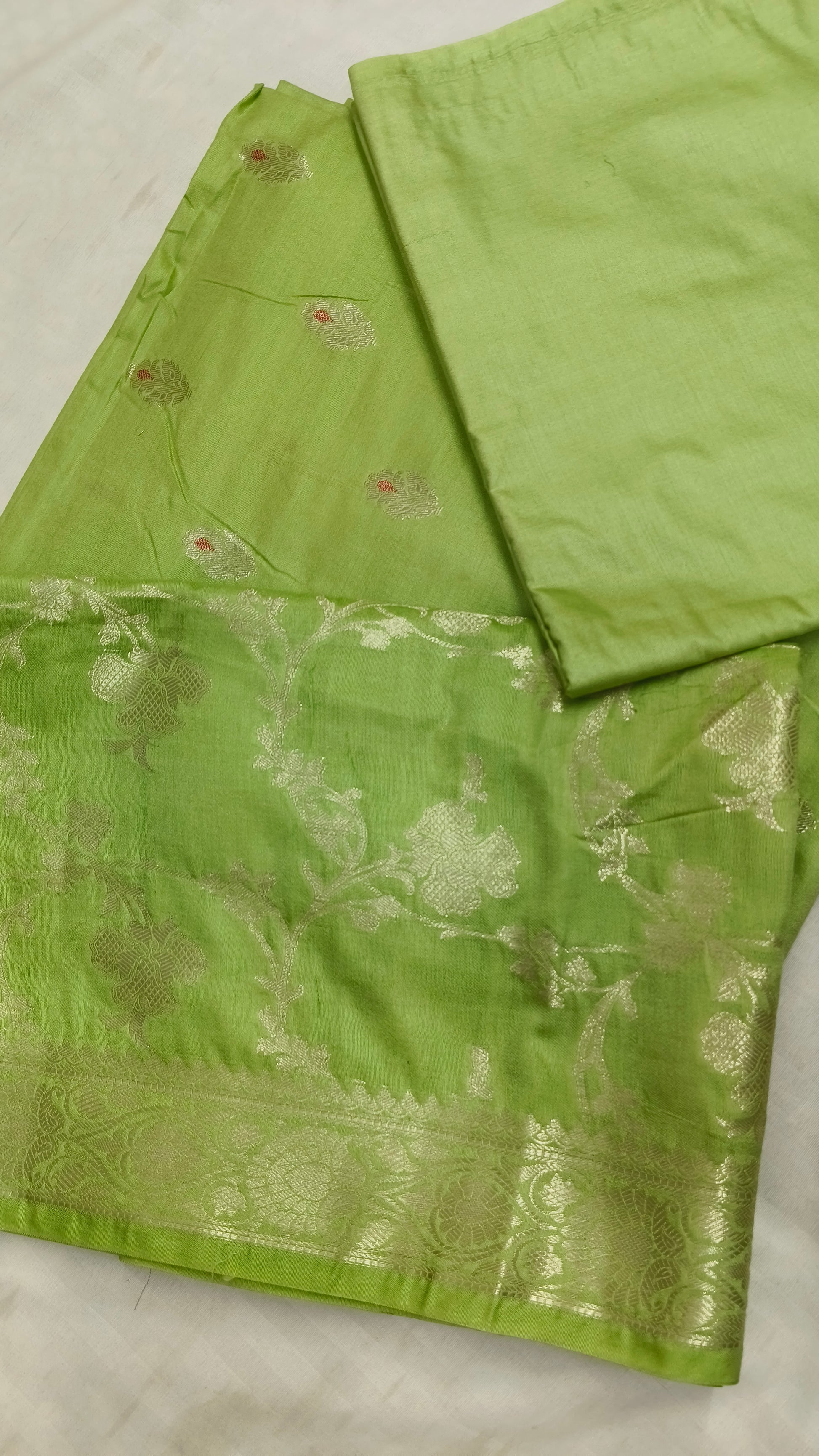 Banarasi Katan Silk Suit Set with Meenedar Dupatta & Plain Shalwar