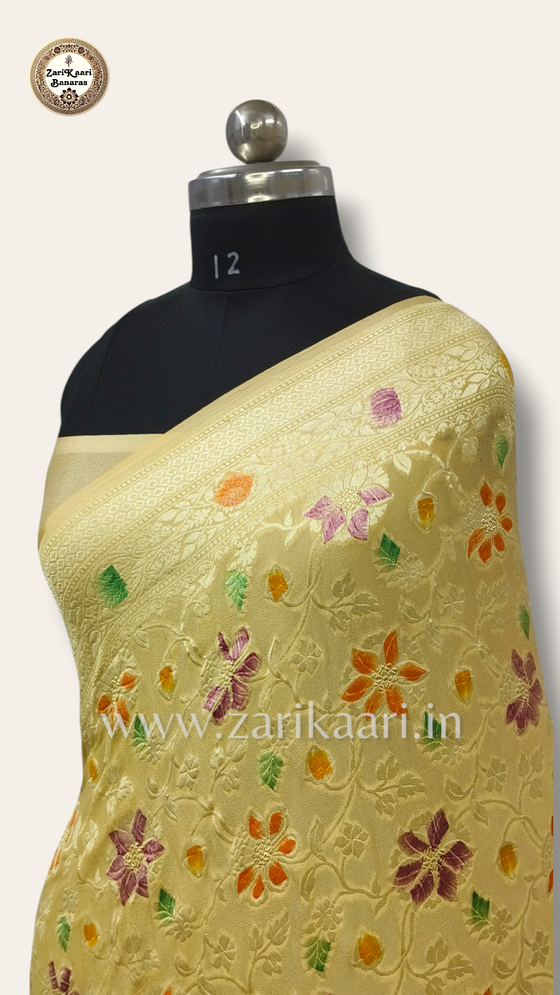 Banarasi Pure Handloom Khaddi Georgette Chiffon with Water Zari