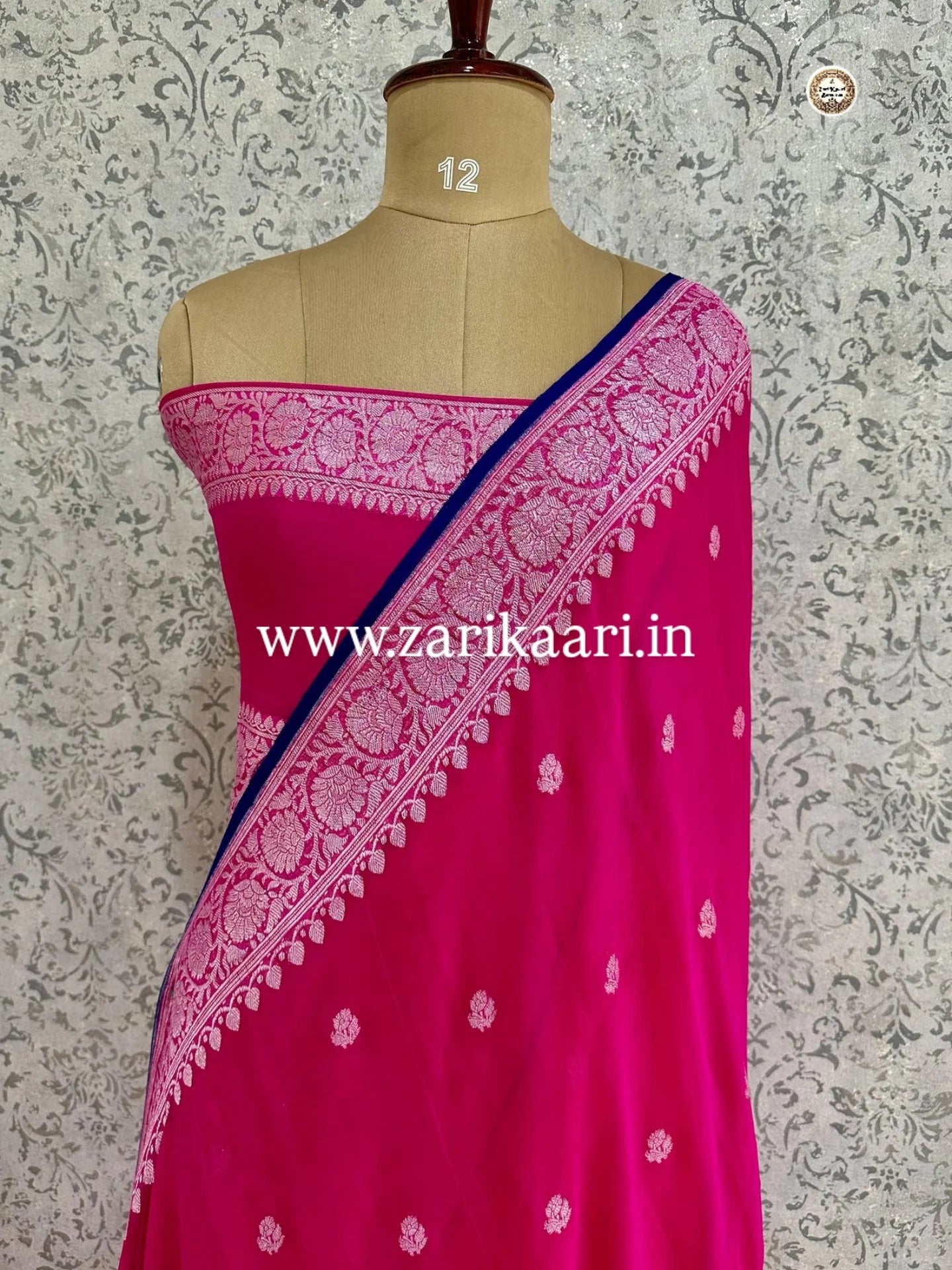 Pure Handloom Georgette Banarasi Saree - Magenta