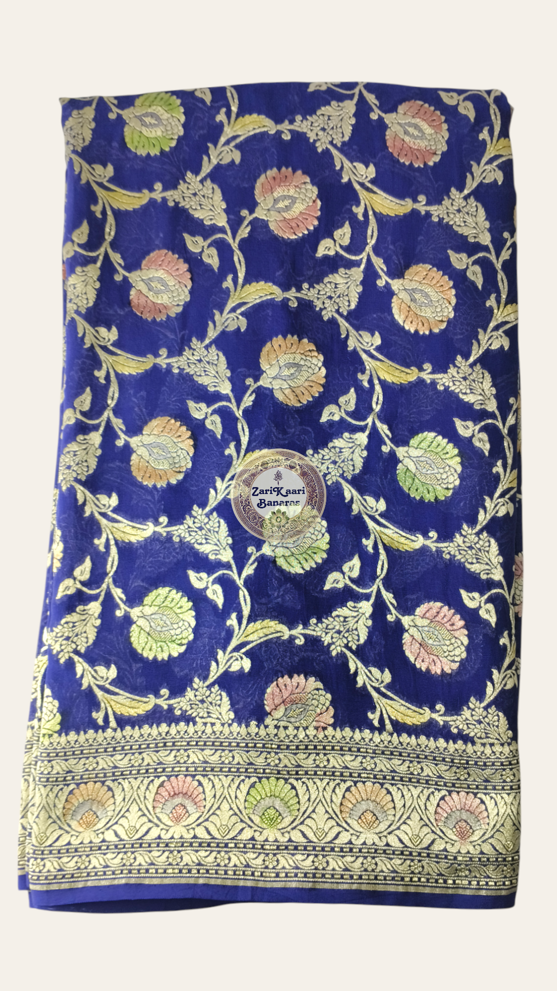 Banarasi Pure Handloom Khaddi Georgette Chiffon with Water Zari