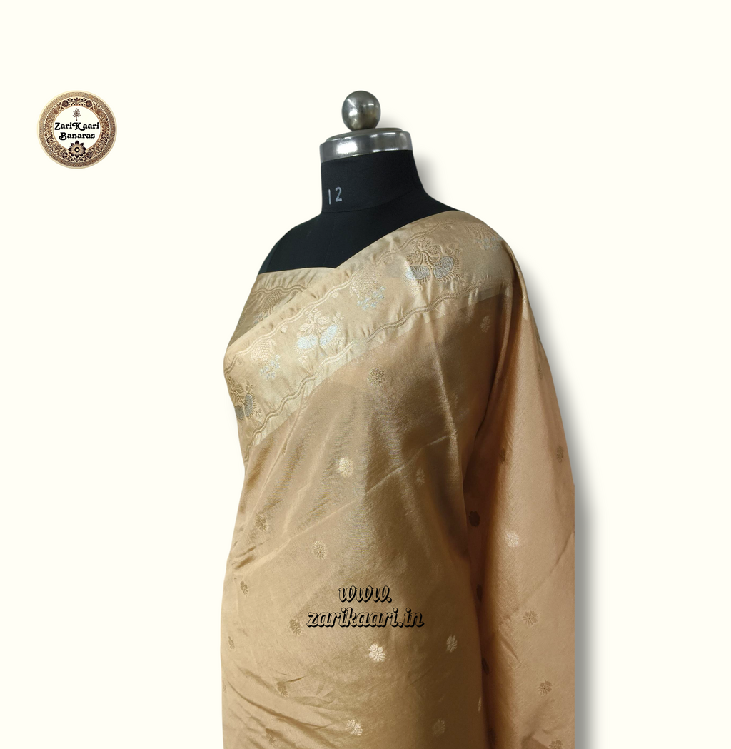 Beige Banarasi Raw Mango Silk With Sona Ropa Zari Work