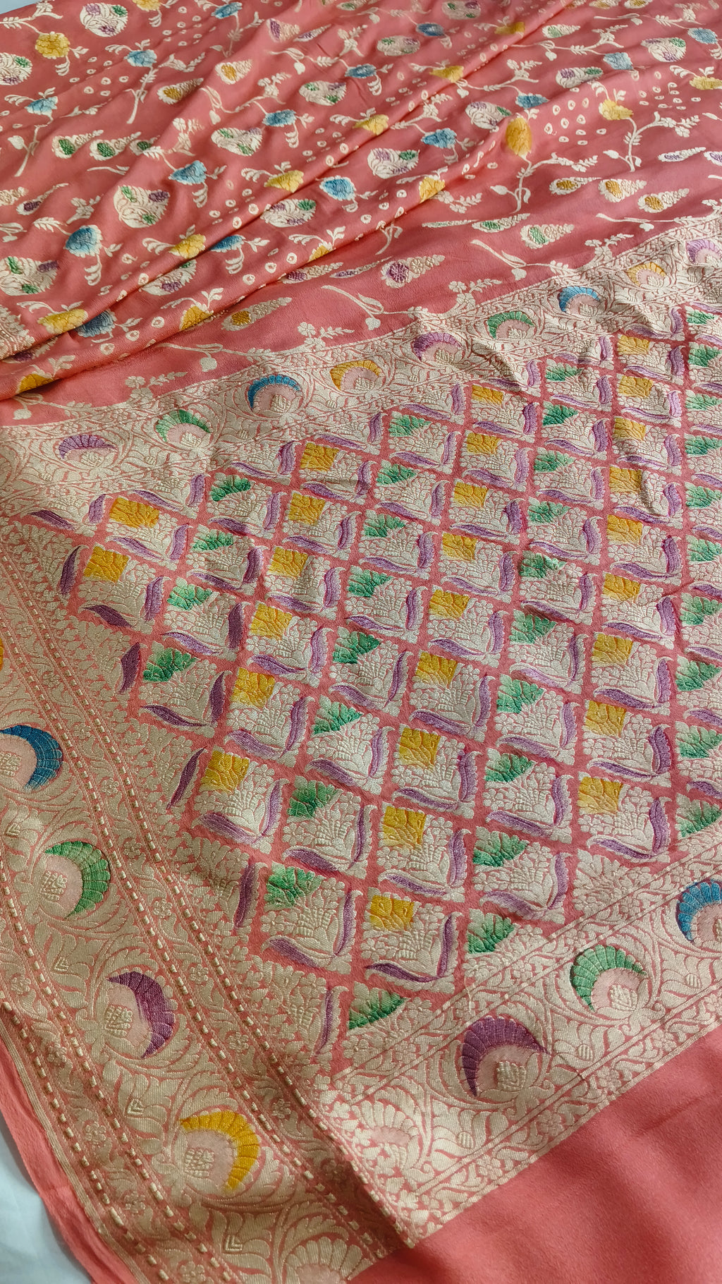 Banarasi Pure Handloom Khaddi Georgette Chiffon with Water Zari