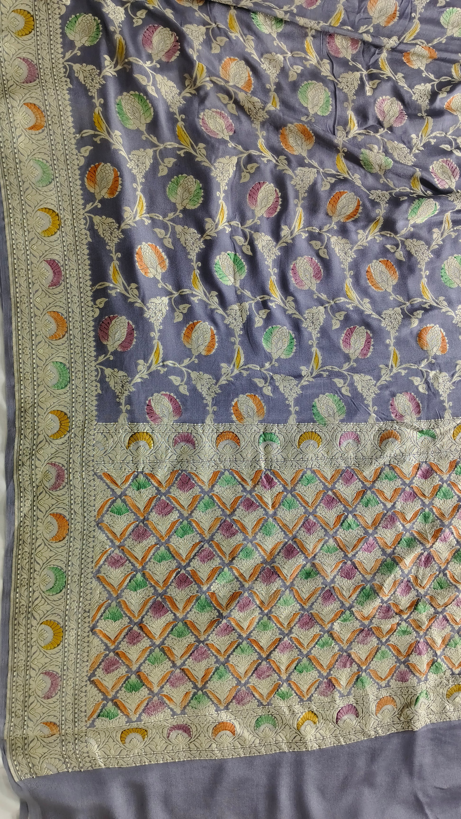 Banarasi Pure Handloom Khaddi Georgette Chiffon with Water Zari