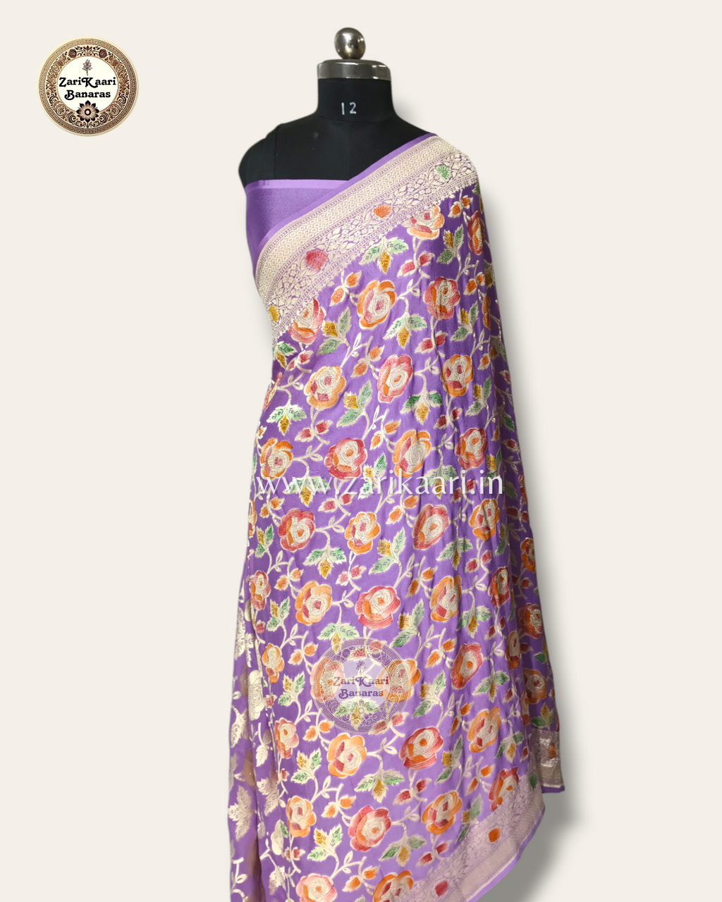 Banarasi Pure Handloom Khaddi Georgette Chiffon with Water Zari