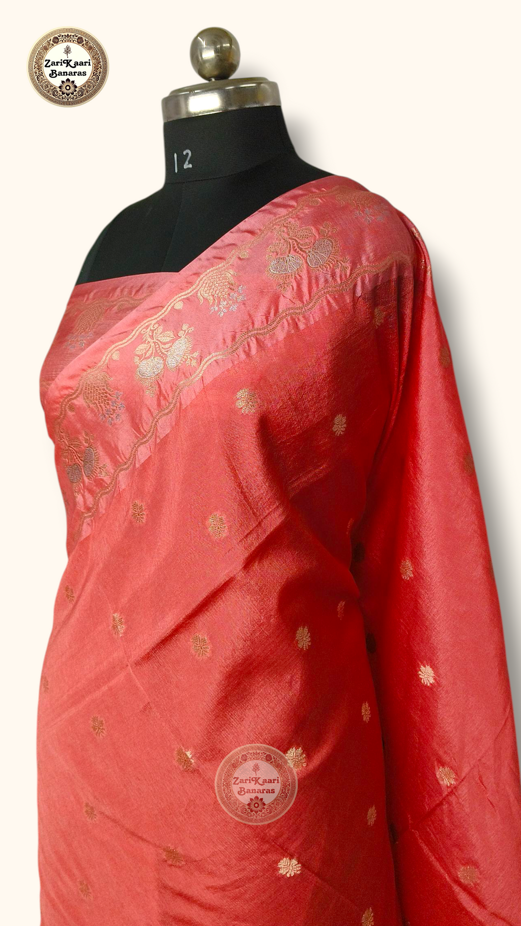 Bright Red Banarasi Raw Mango Silk With Sona Ropa Zari Work
