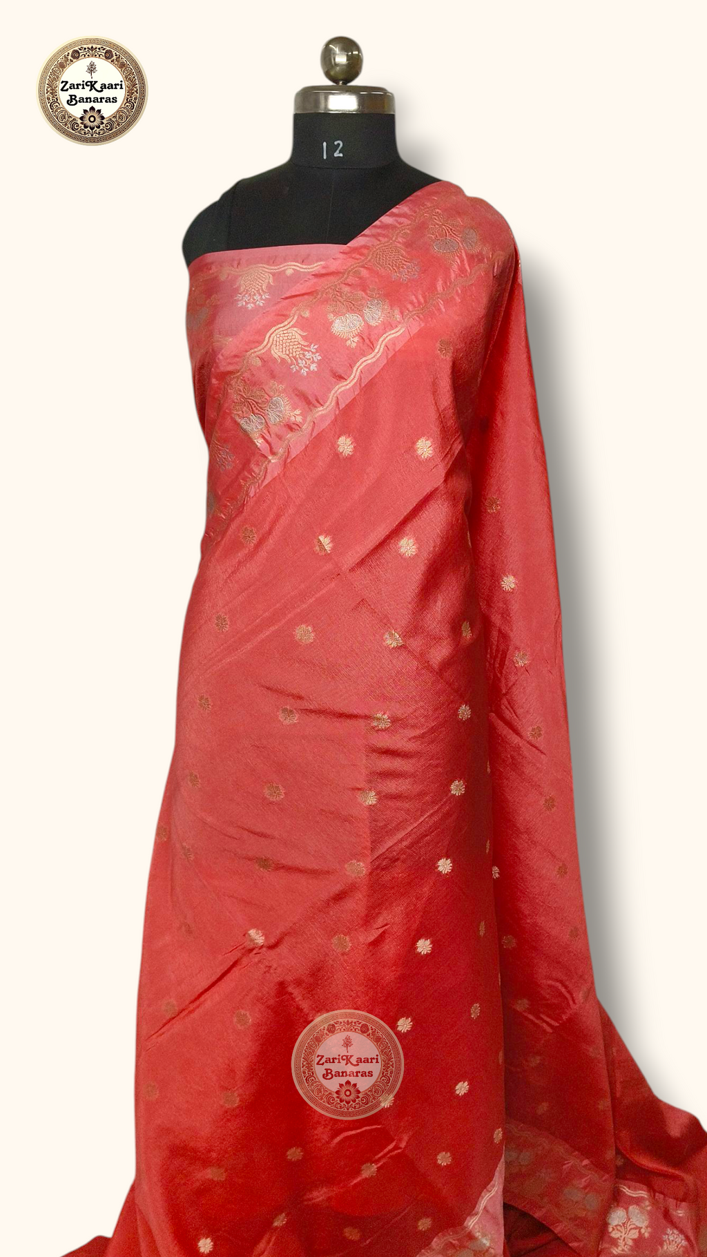 Bright Red Banarasi Raw Mango Silk With Sona Ropa Zari Work