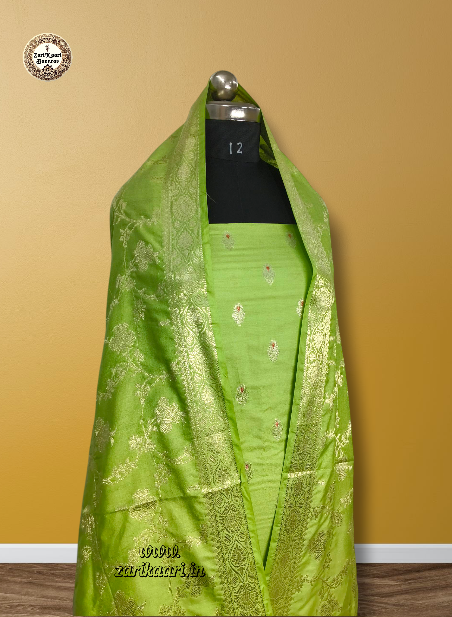 Banarasi Katan Silk Suit Set with Meenedar Dupatta & Plain Shalwar
