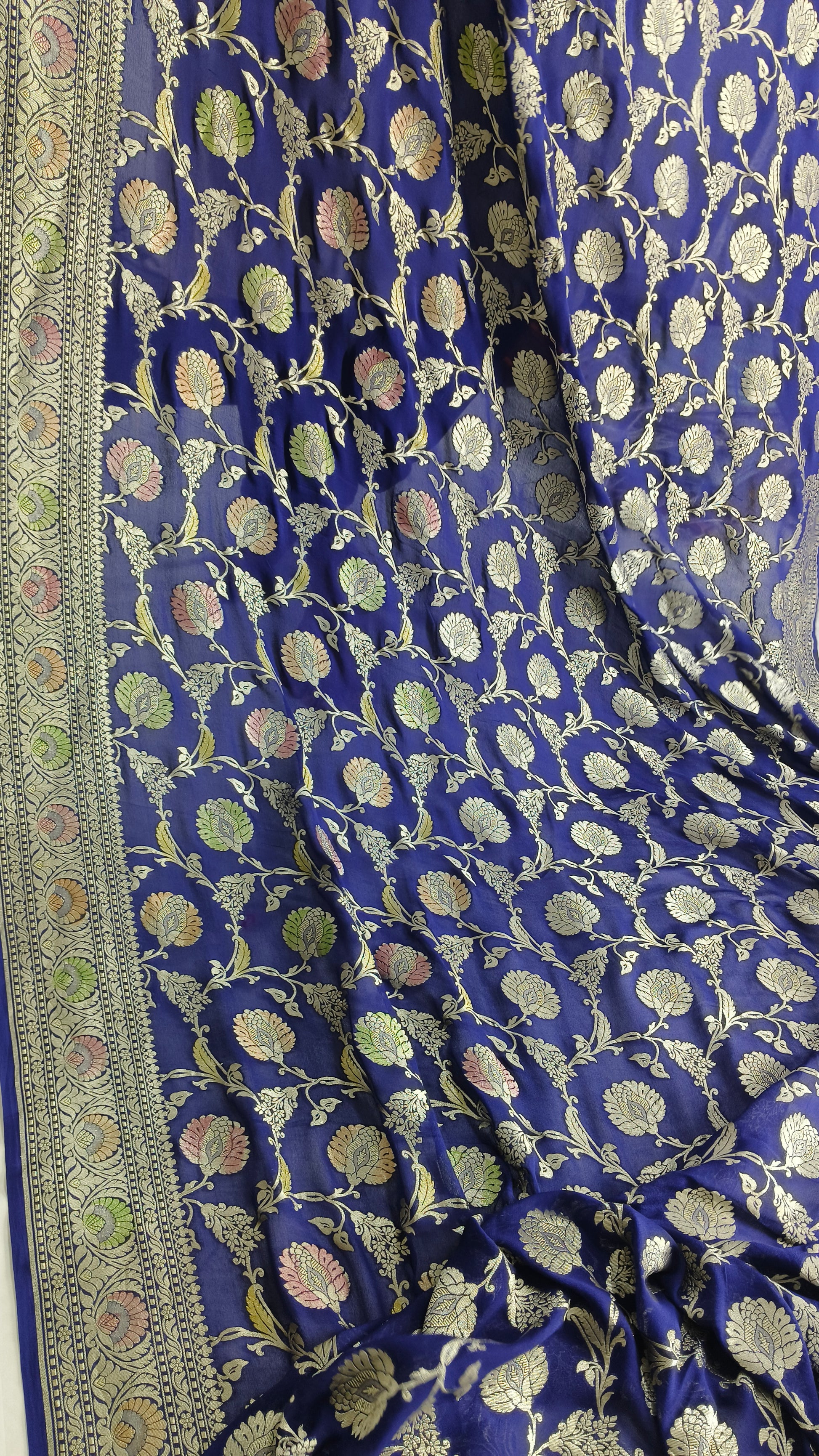 Banarasi Pure Handloom Khaddi Georgette Chiffon with Water Zari