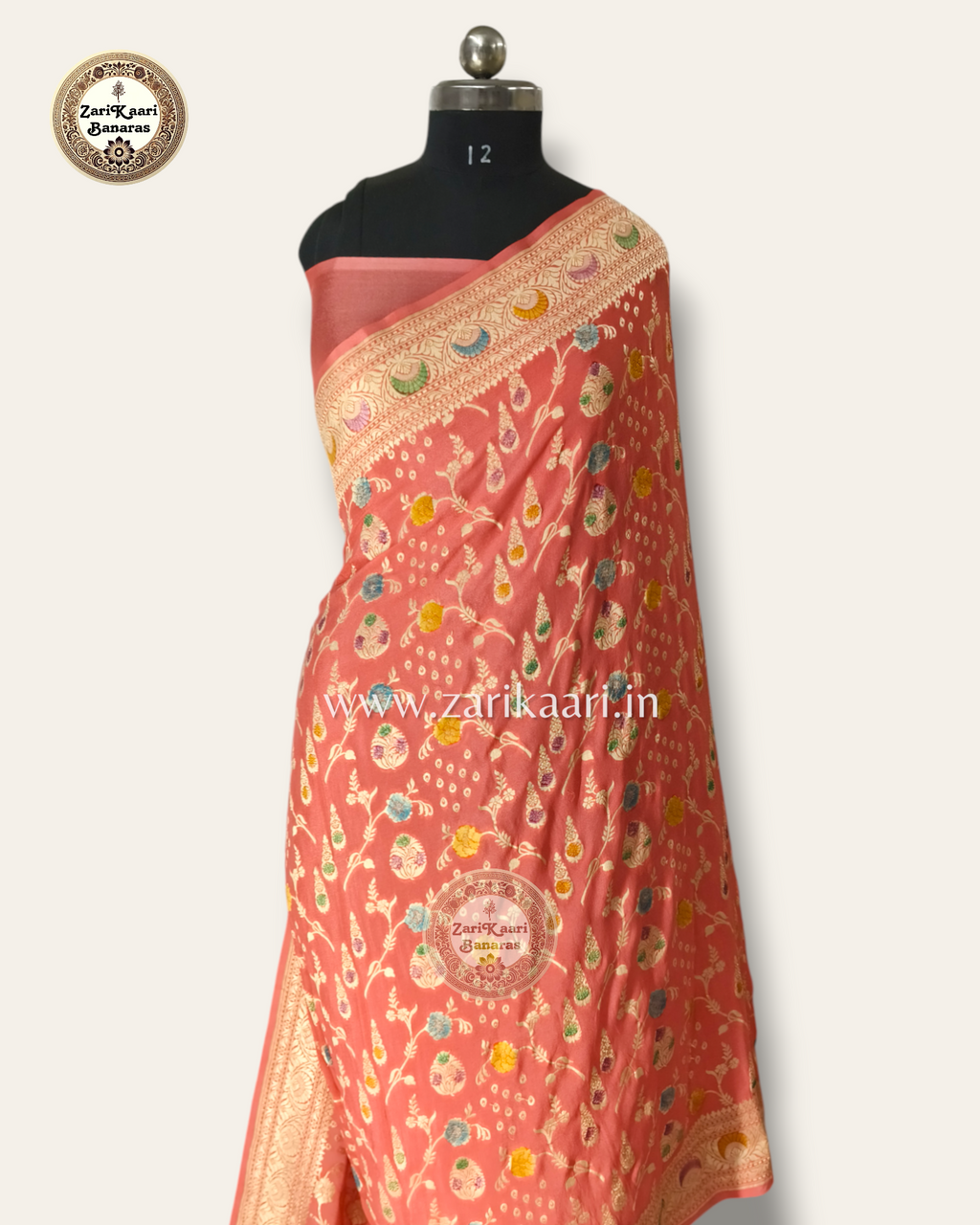 Banarasi Pure Handloom Khaddi Georgette Chiffon with Water Zari