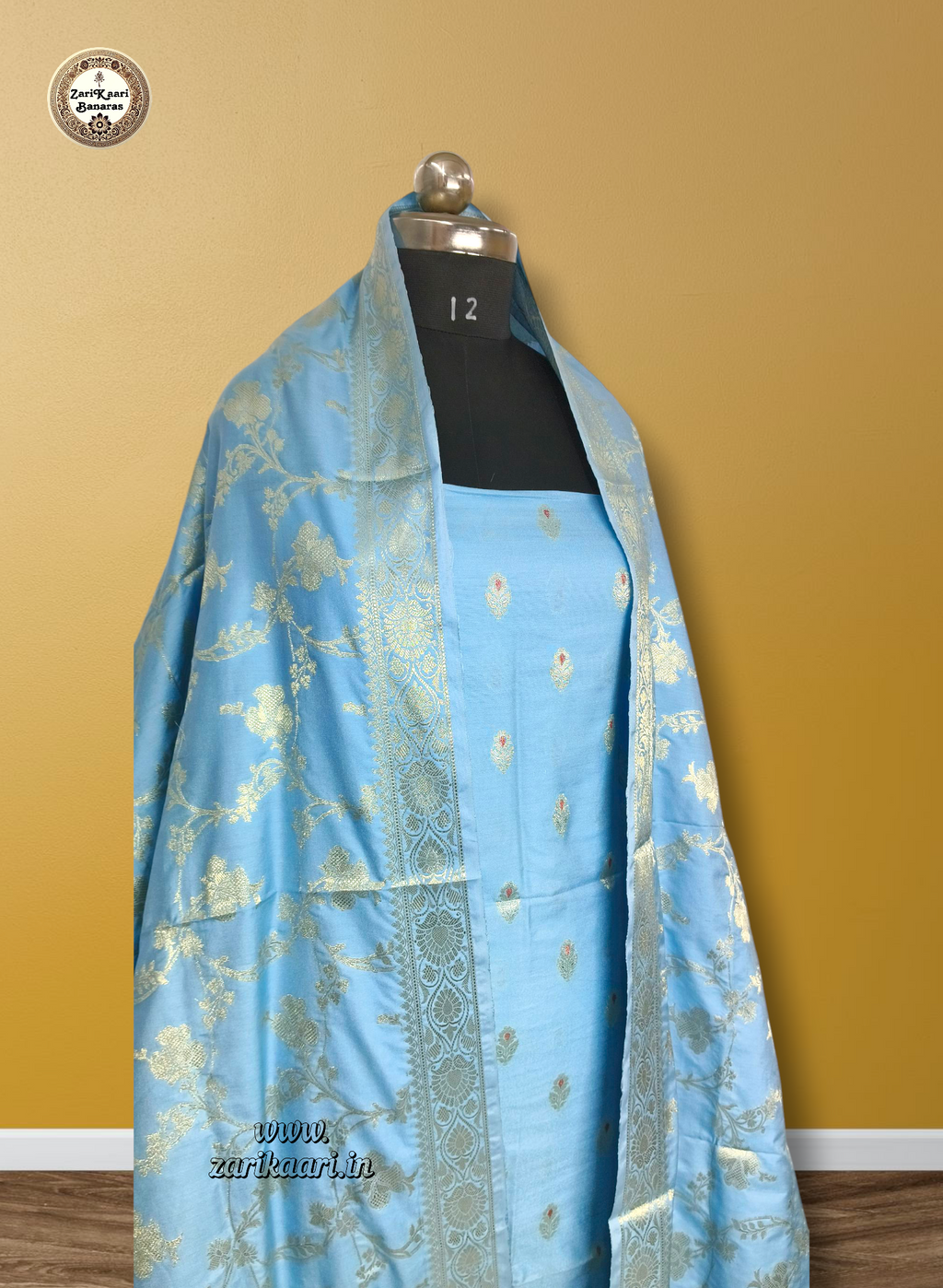 Banarasi Katan Silk Suit Set with Meenedar Dupatta & Plain Shalwar