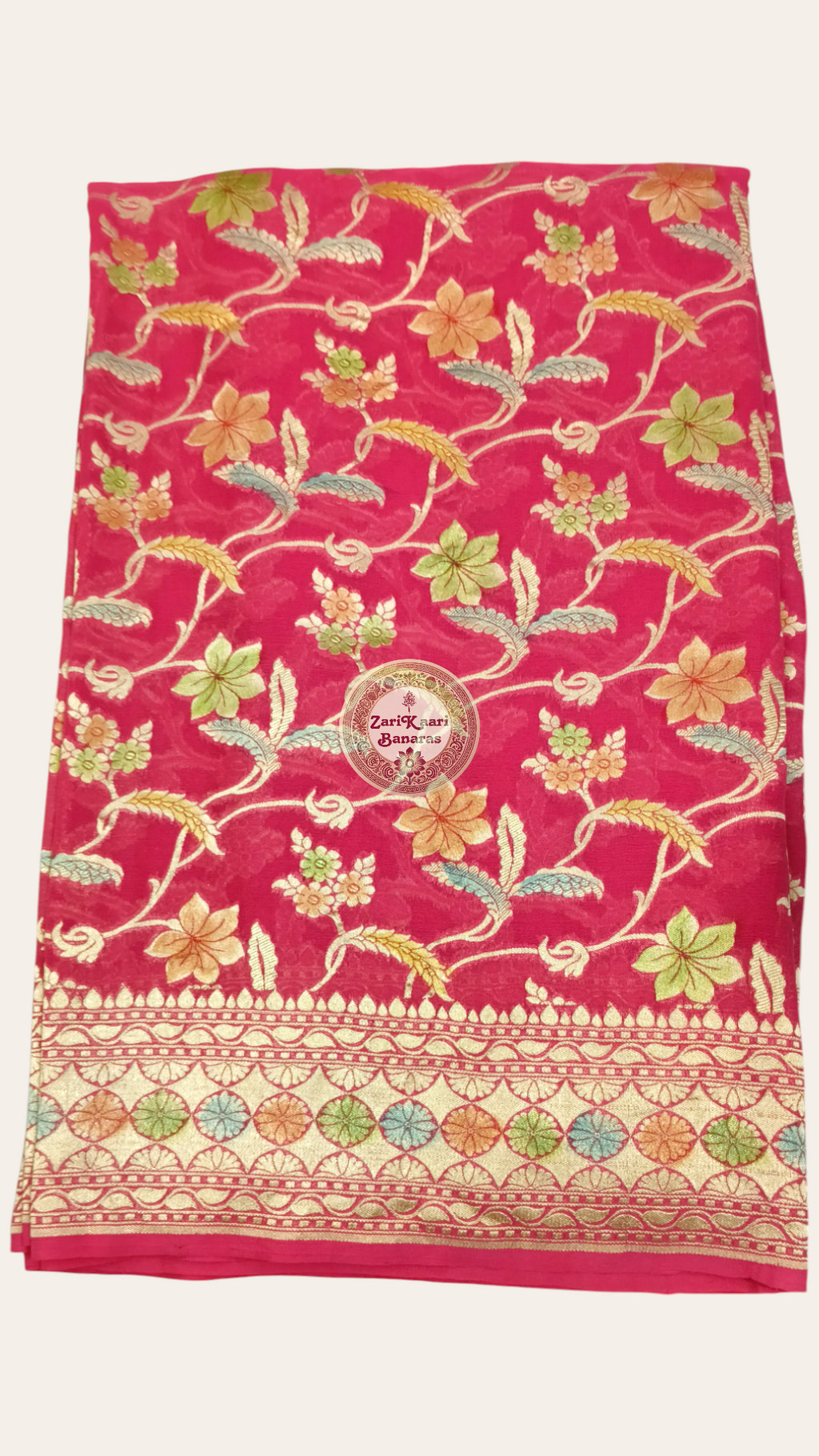 Banarasi Pure Handloom Khaddi Georgette Chiffon with Water Zari