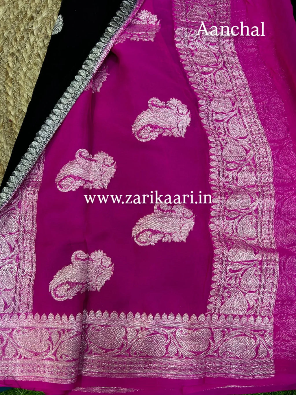 Pure Handloom Georgette Banarasi Saree - Black