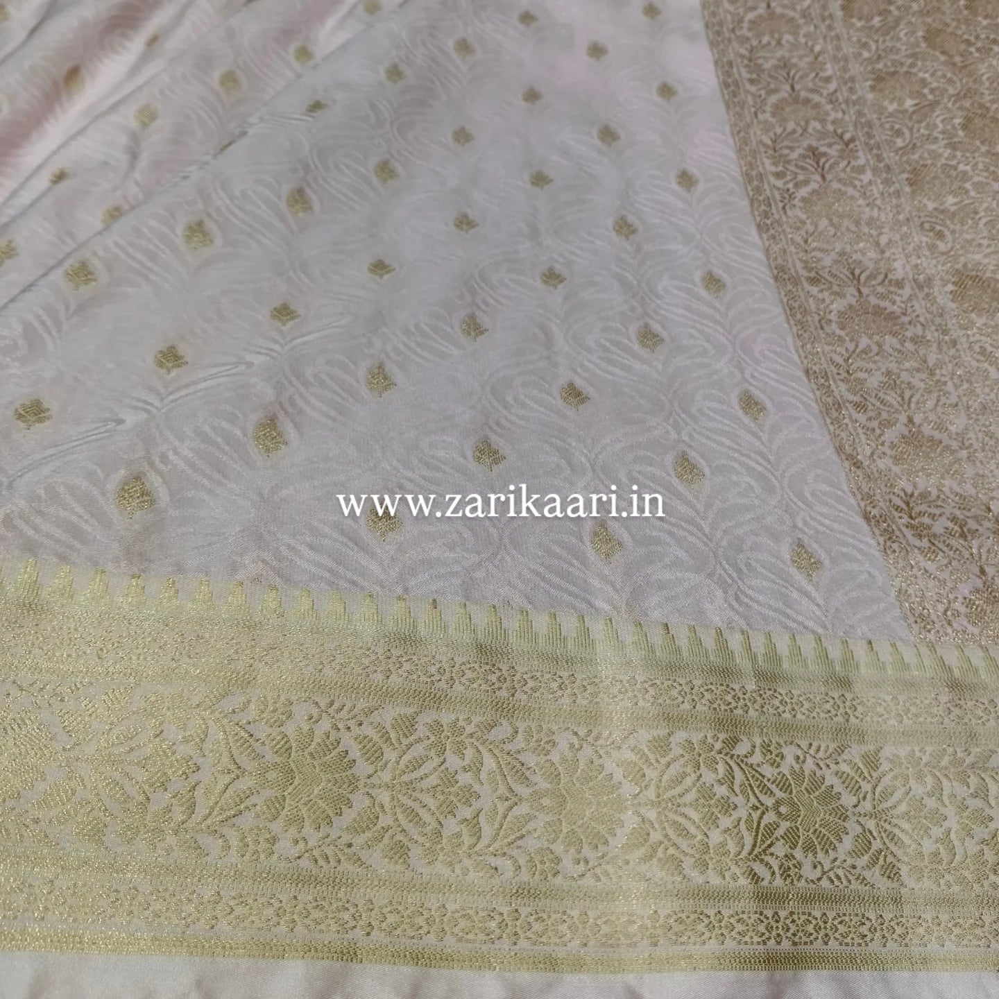 Banarasi Katan Georgette Saree with Watar-Gold Zari. Baby-Pink
