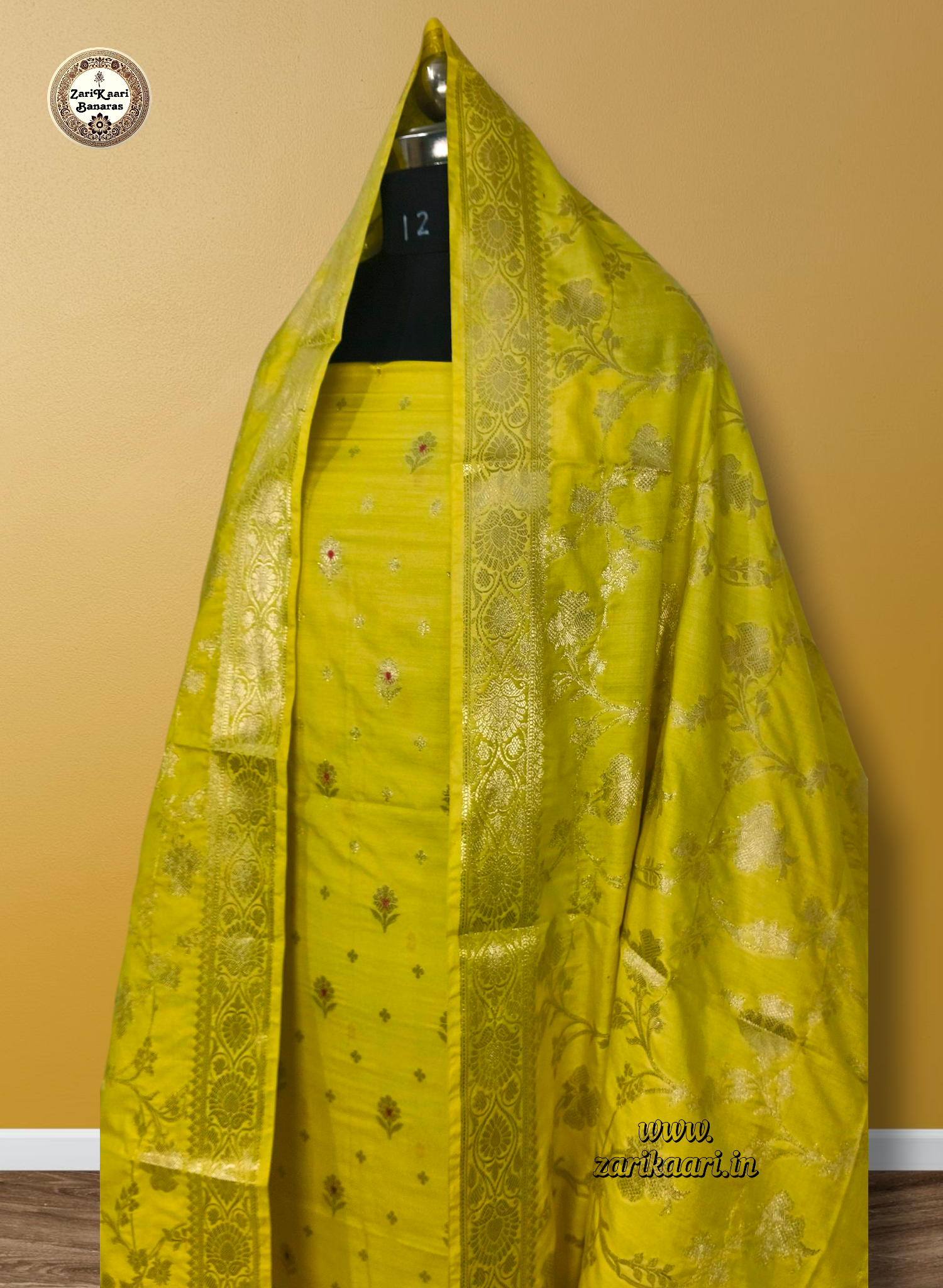 Banarasi Katan Silk Suit Set with Meenedar Dupatta & Plain Shalwar