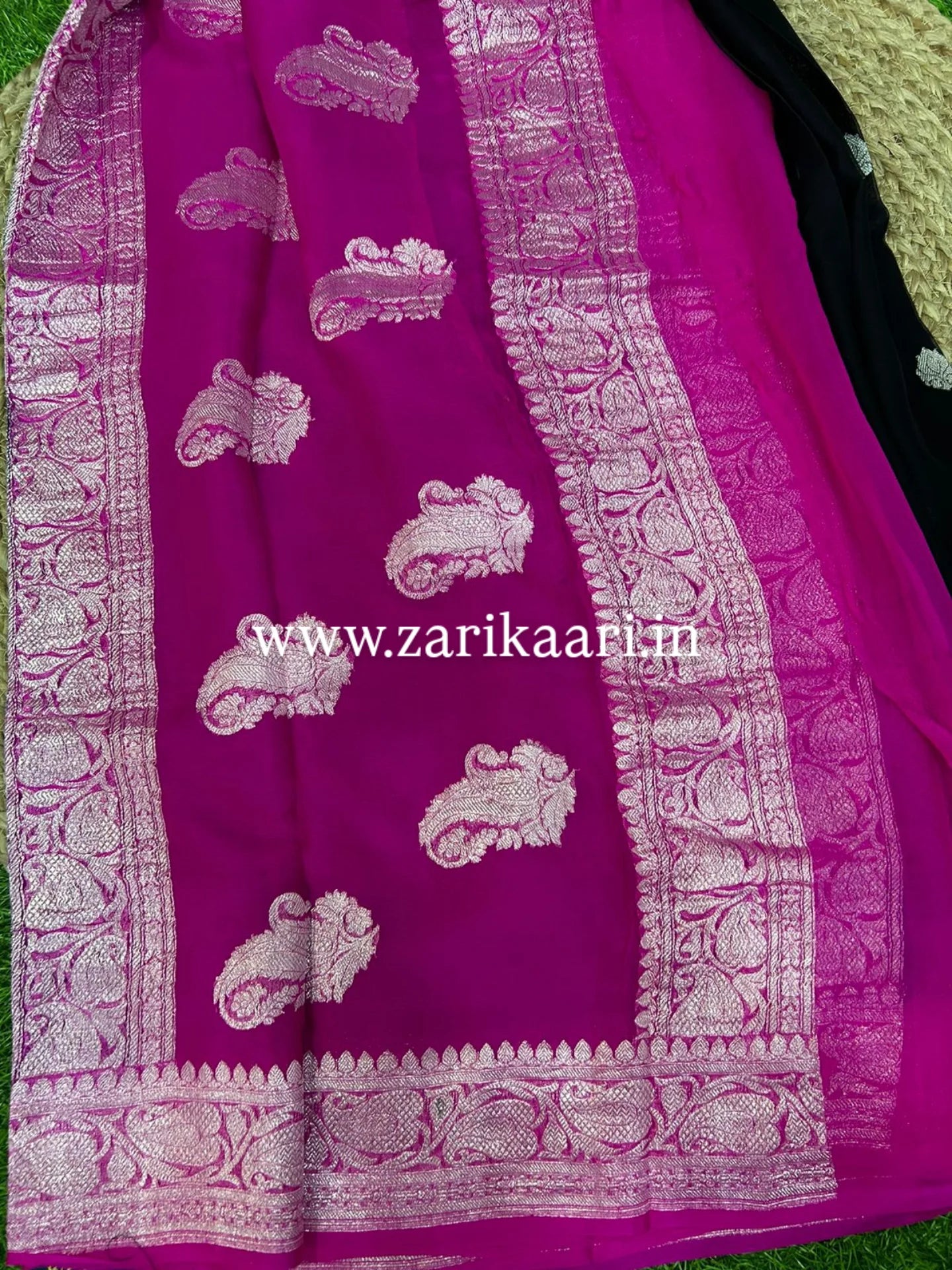Pure Handloom Georgette Banarasi Saree - Black