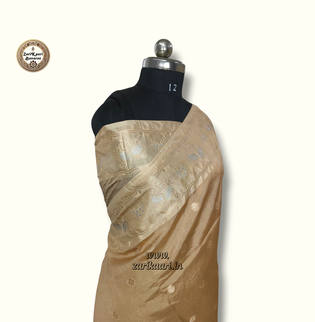 Beige Banarasi Raw Mango Silk With Sona Ropa Zari Work