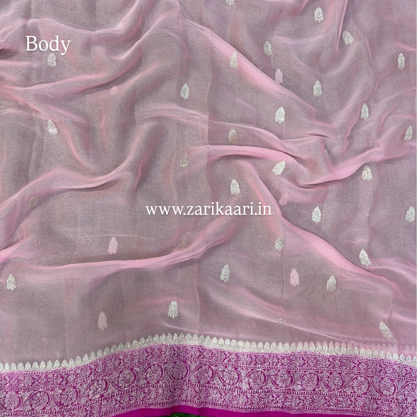 Pure Handloom Georgette Banarasi Saree - Pink
