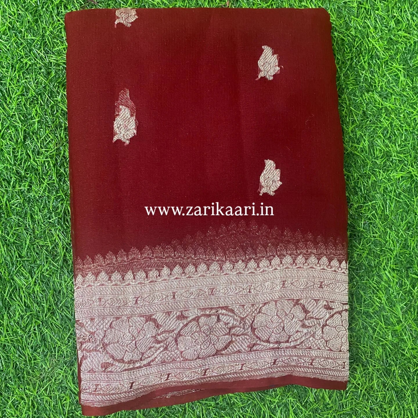 Pure Handloom Georgette Banarasi Saree - Wine