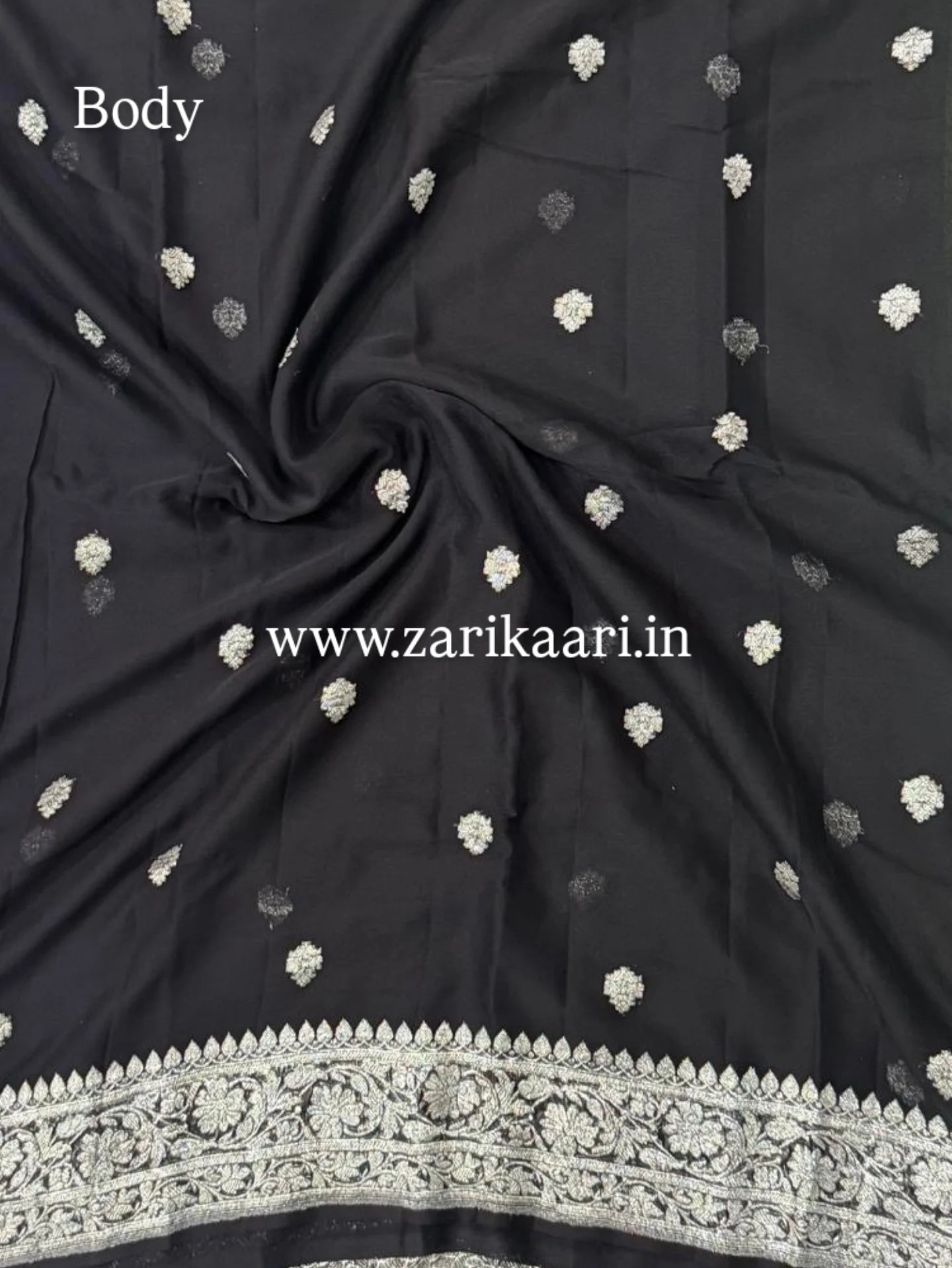 Pure Handloom Georgette Banarasi Saree - Black