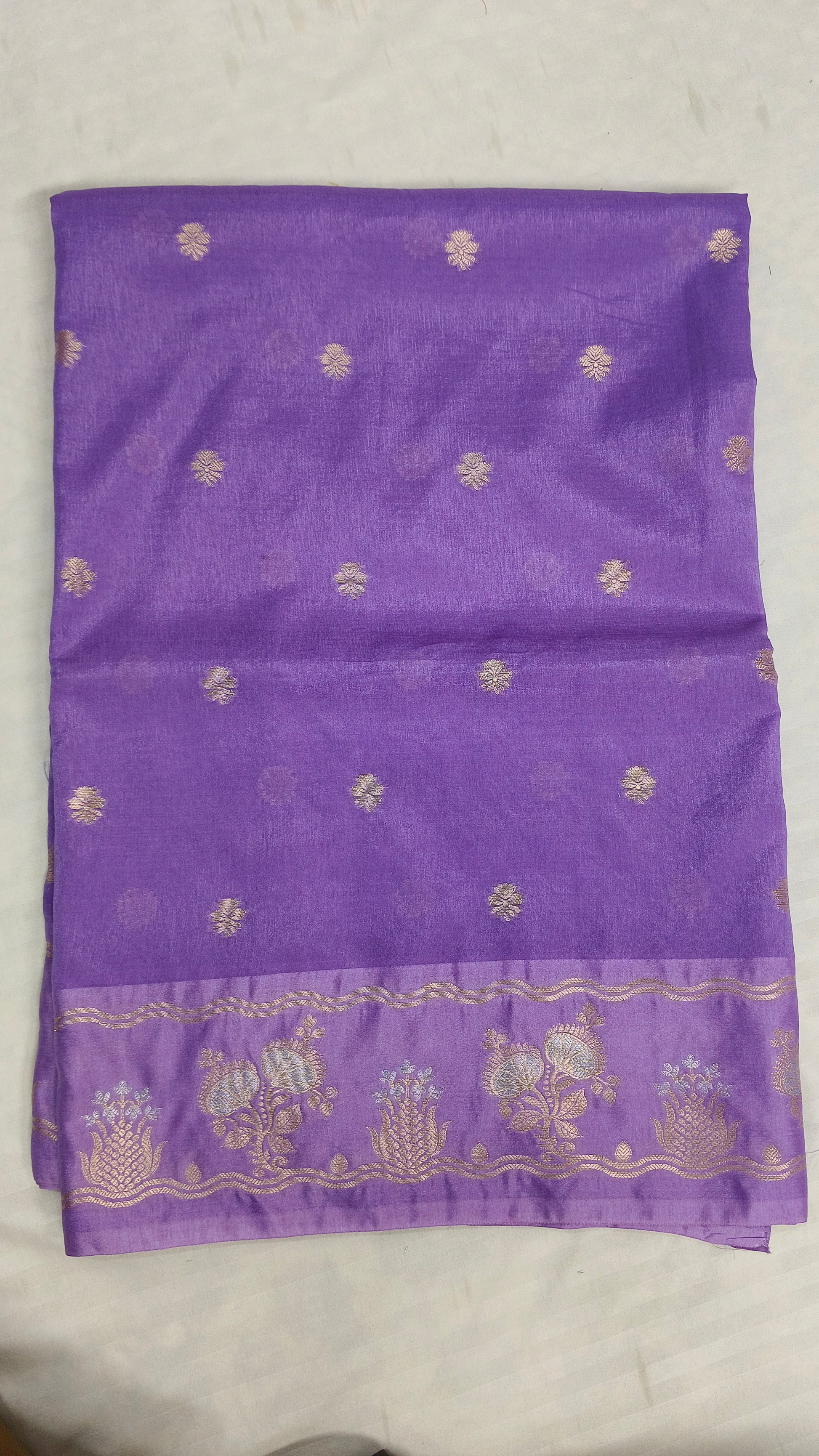 Light Purple Banarasi Raw Mango Silk With Sona Ropa Zari Work
