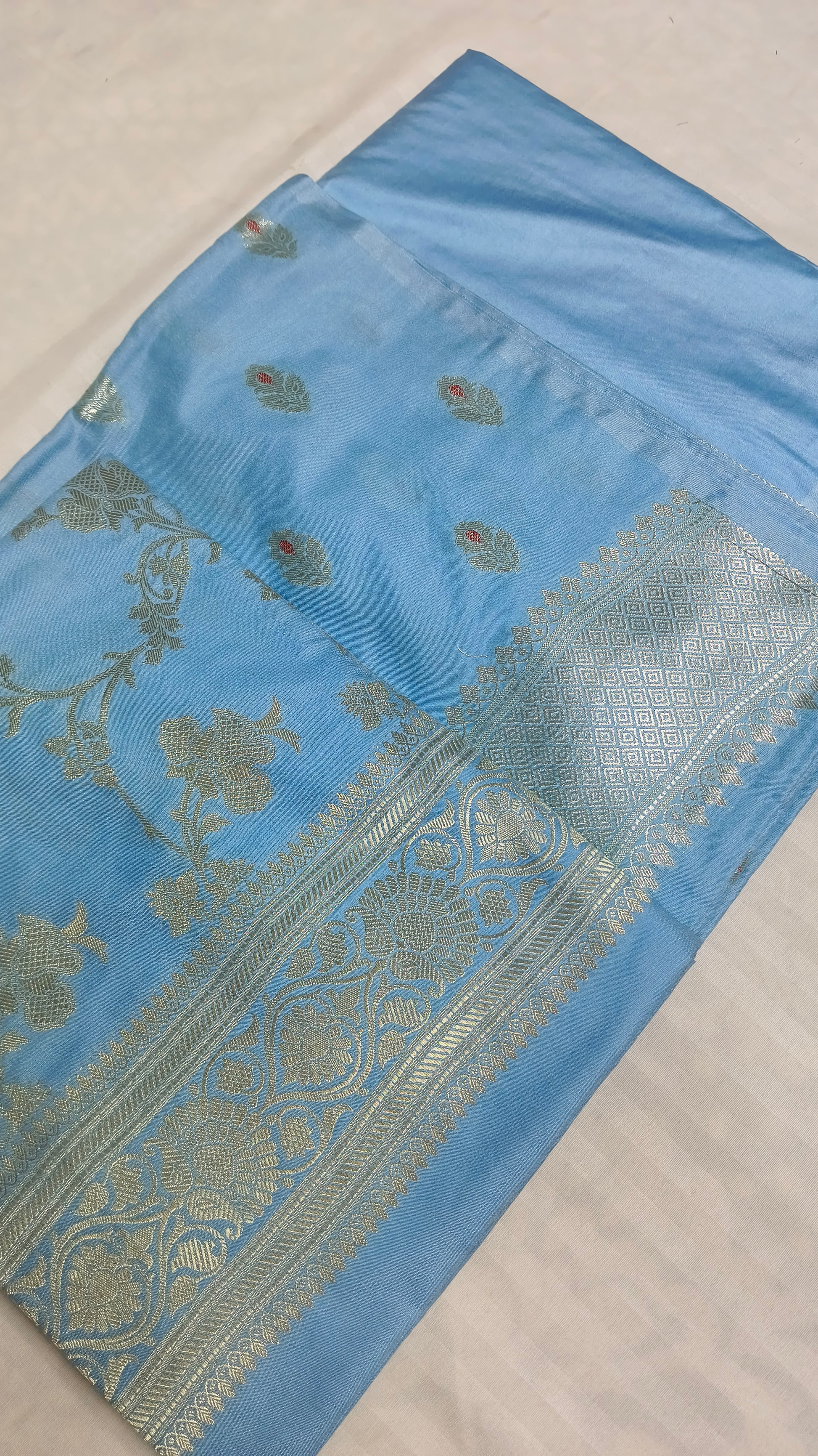 Banarasi Katan Silk Suit Set with Meenedar Dupatta & Plain Shalwar