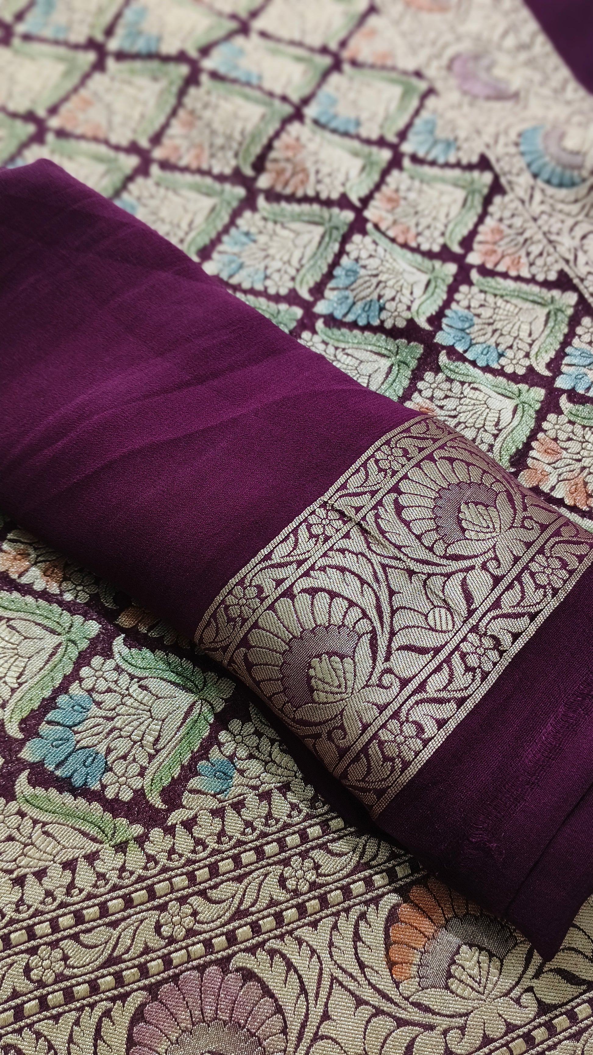 Banarasi Pure Handloom Khaddi Georgette Chiffon with Water Zari