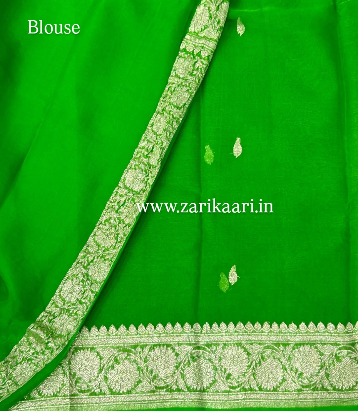 Pure Handloom Georgette Banarasi Saree - Parrot Green