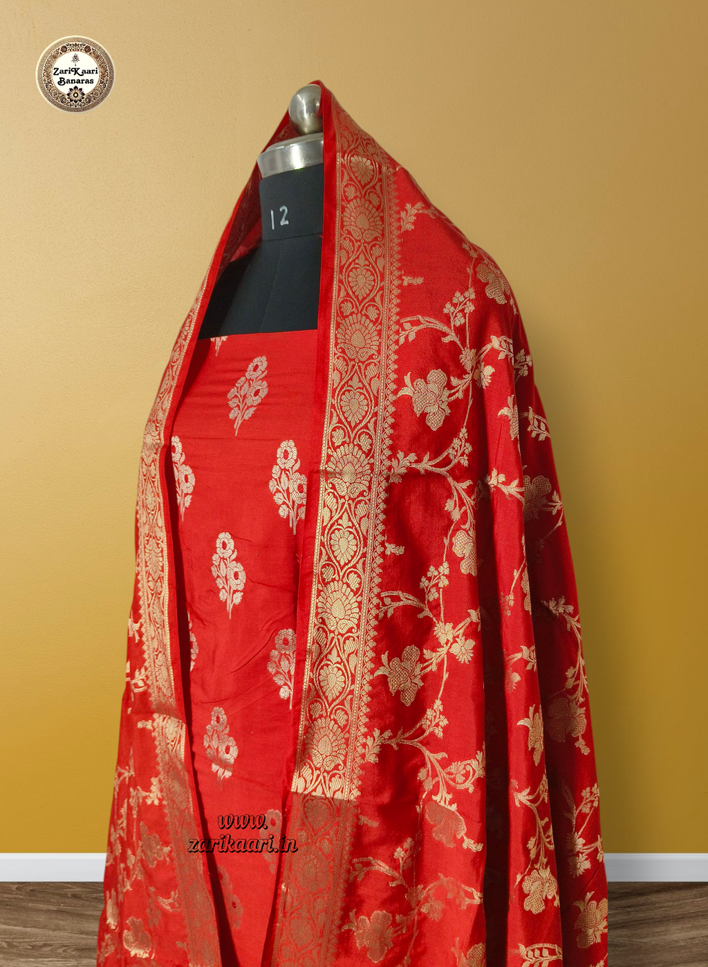 Banarasi Katan Silk Suit Set with Meenedar Dupatta & Plain Shalwar