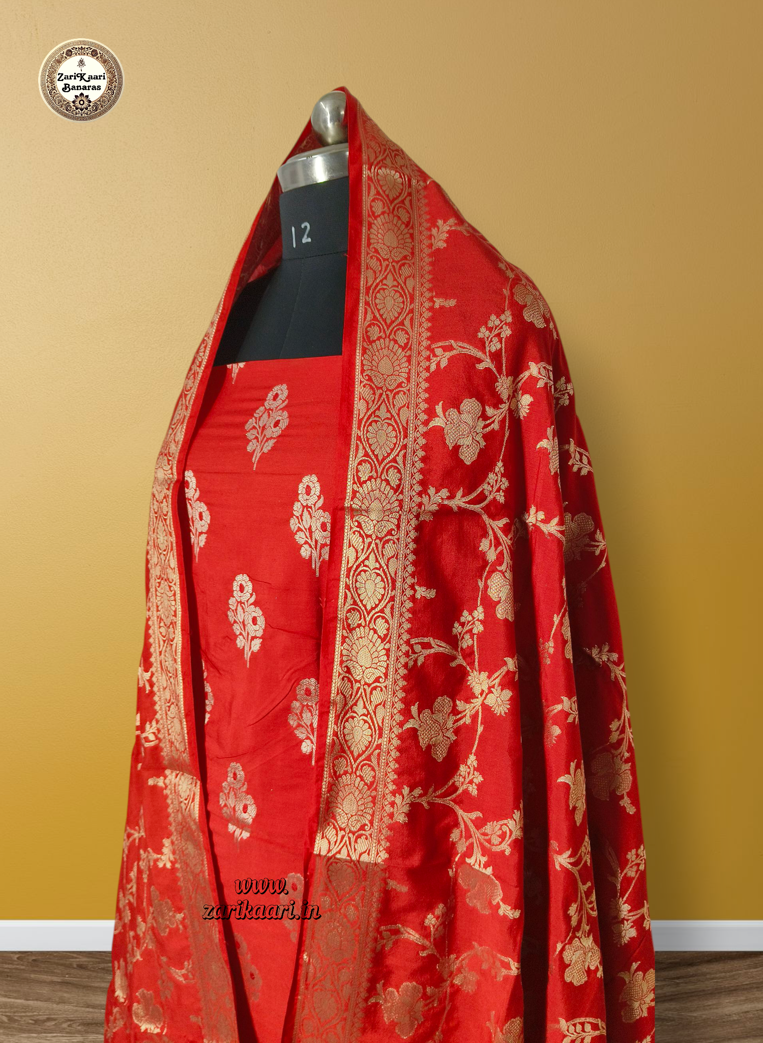 Banarasi Katan Silk Suit Set with Meenedar Dupatta & Plain Shalwar