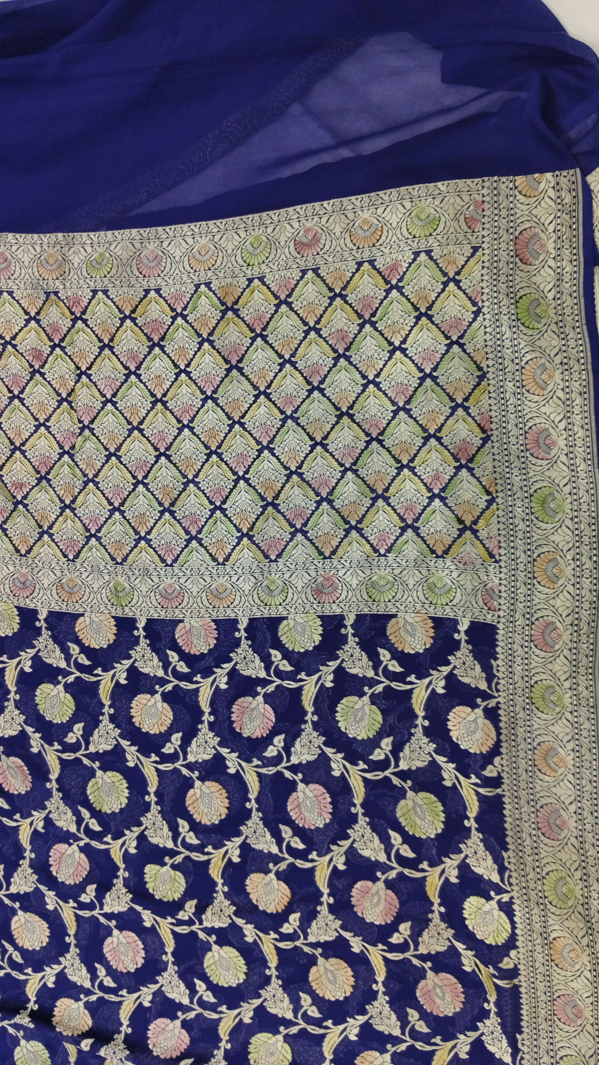 Banarasi Pure Handloom Khaddi Georgette Chiffon with Water Zari