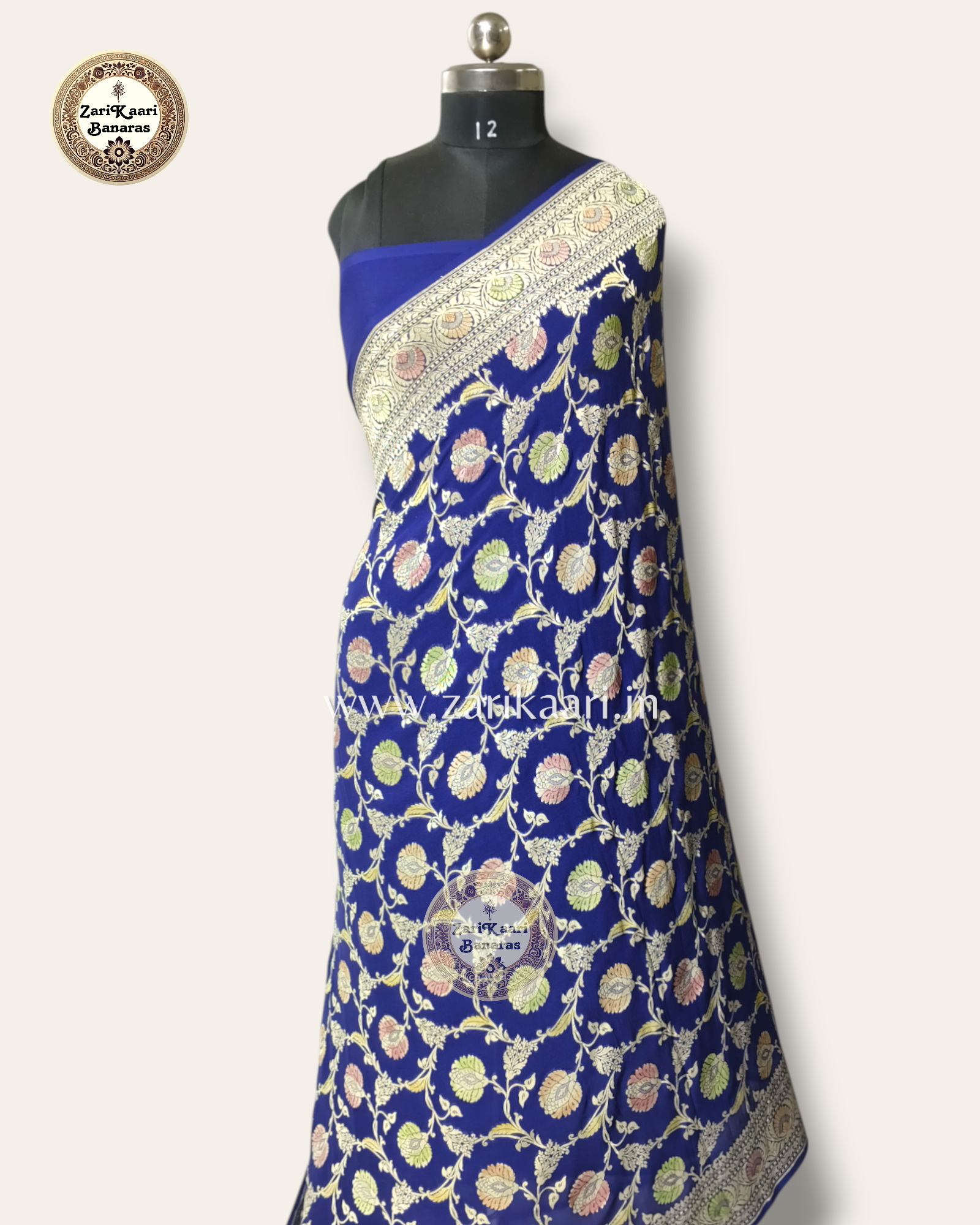 Banarasi Pure Handloom Khaddi Georgette Chiffon with Water Zari