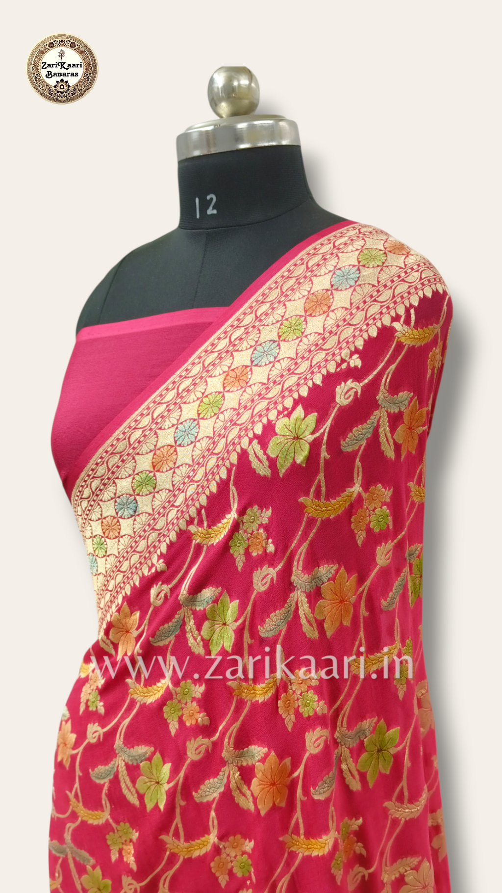 Banarasi Pure Handloom Khaddi Georgette Chiffon with Water Zari