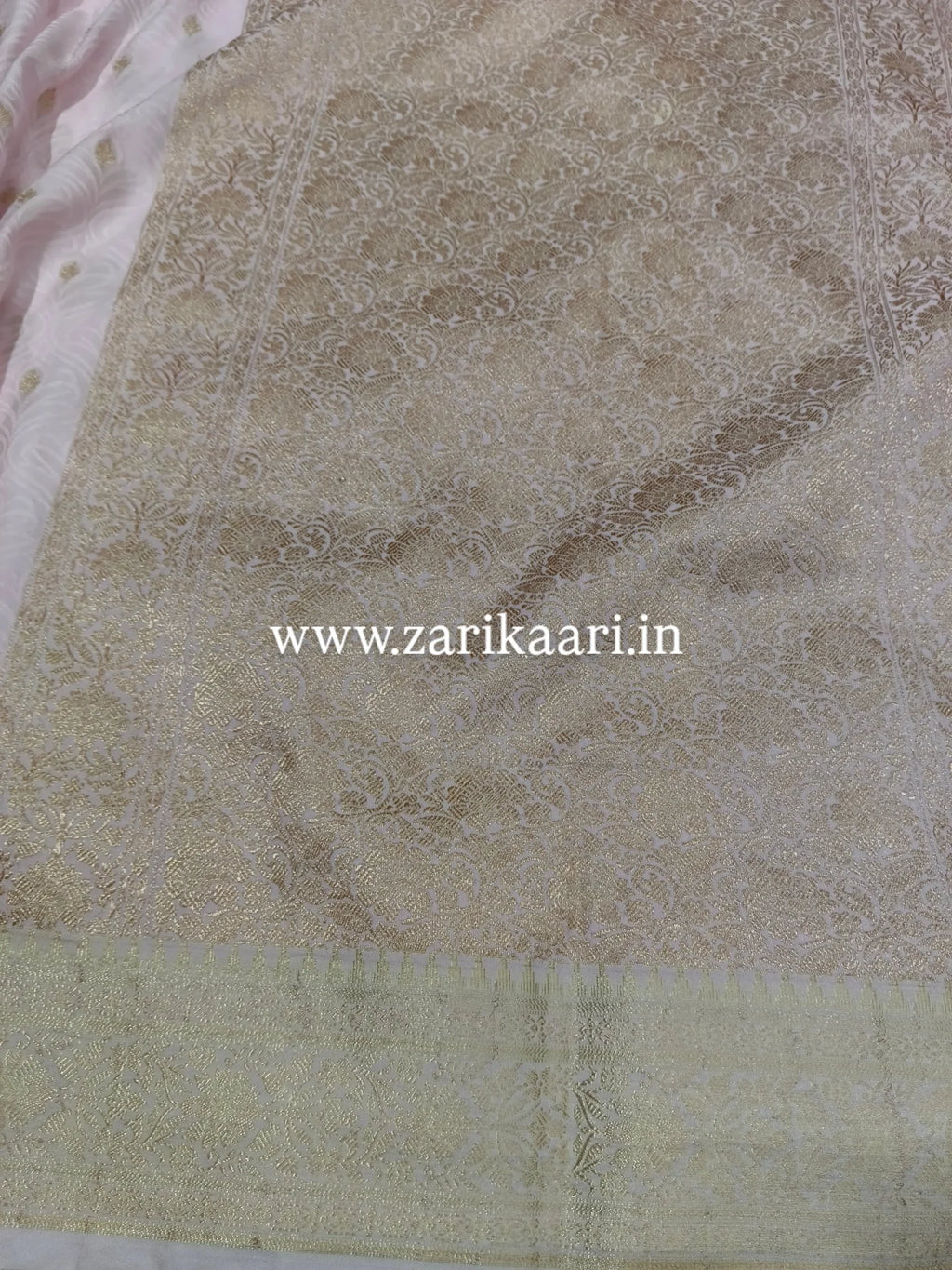 Banarasi Katan Georgette Saree with Watar-Gold Zari. Baby-Pink