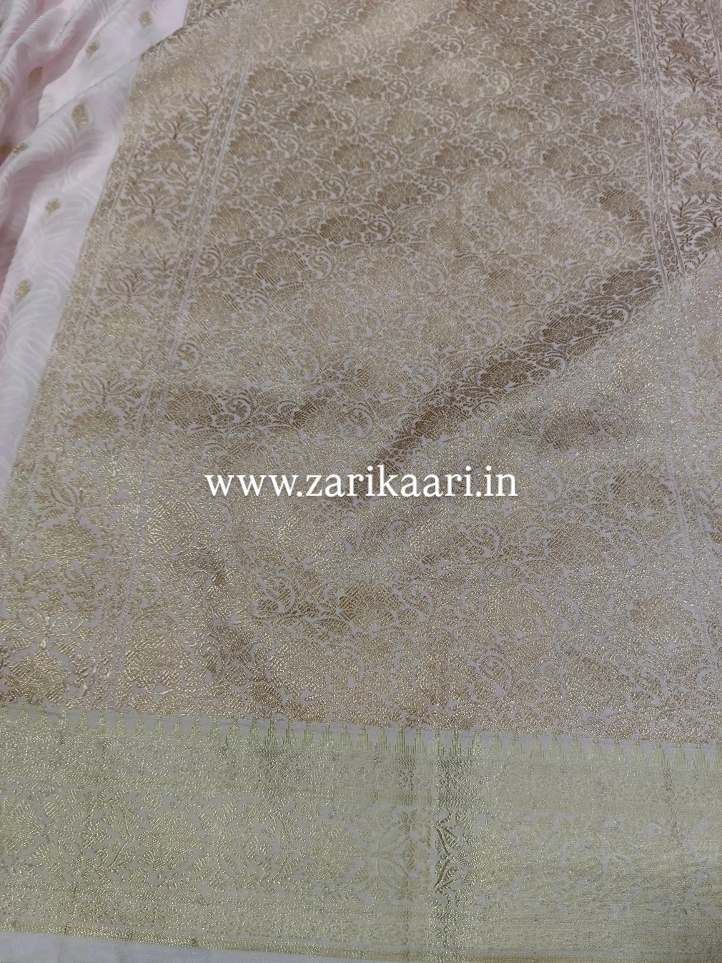Banarasi Katan Georgette Saree with Watar-Gold Zari. Baby-Pink