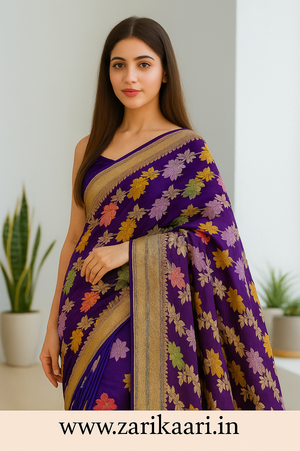 Pure Tussar Georgette Banarasi Handloom Meenakari Saree